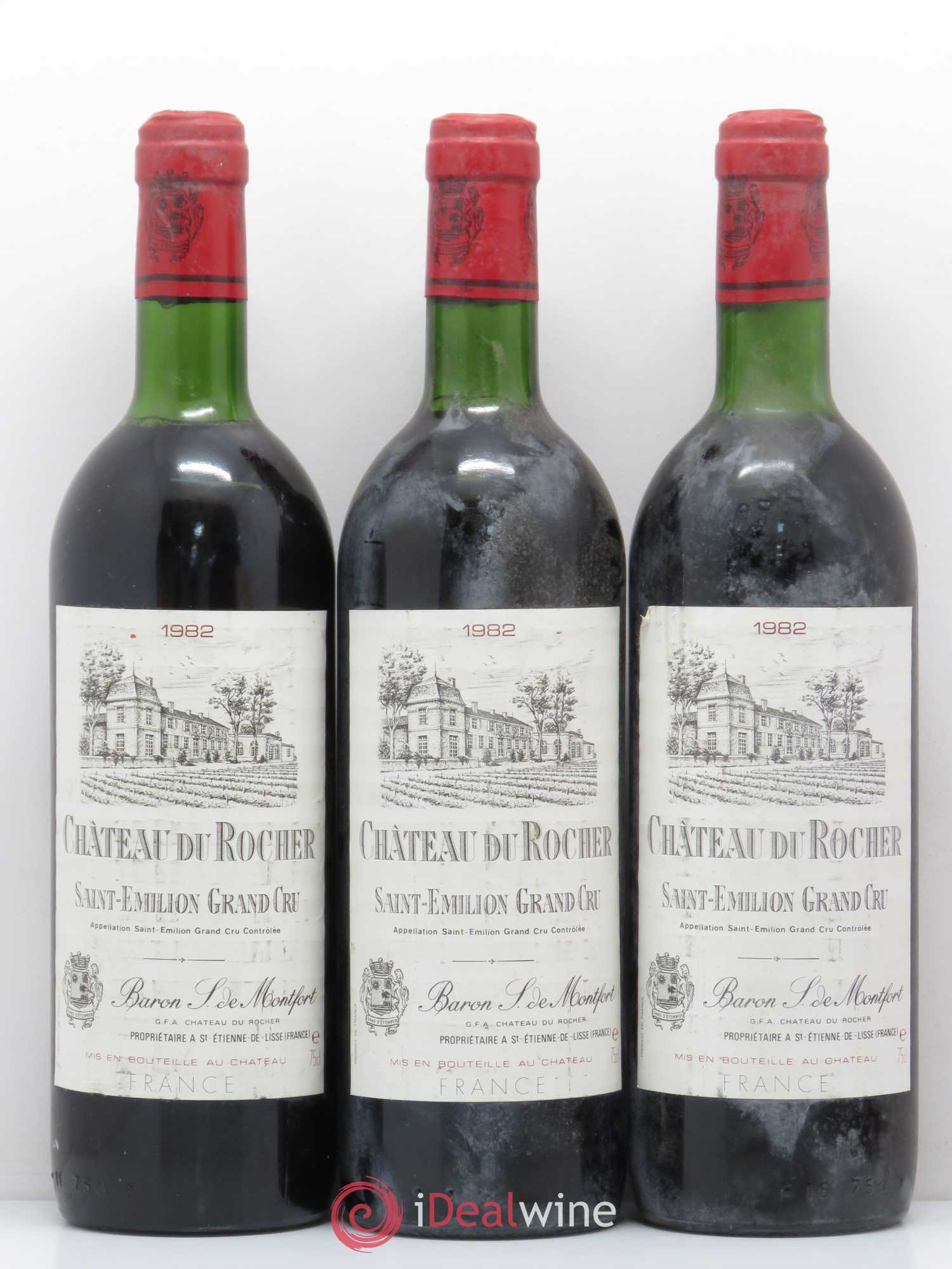 Saint-Émilion Château du Rocher 1982 - Lot de 3 bouteilles - 0