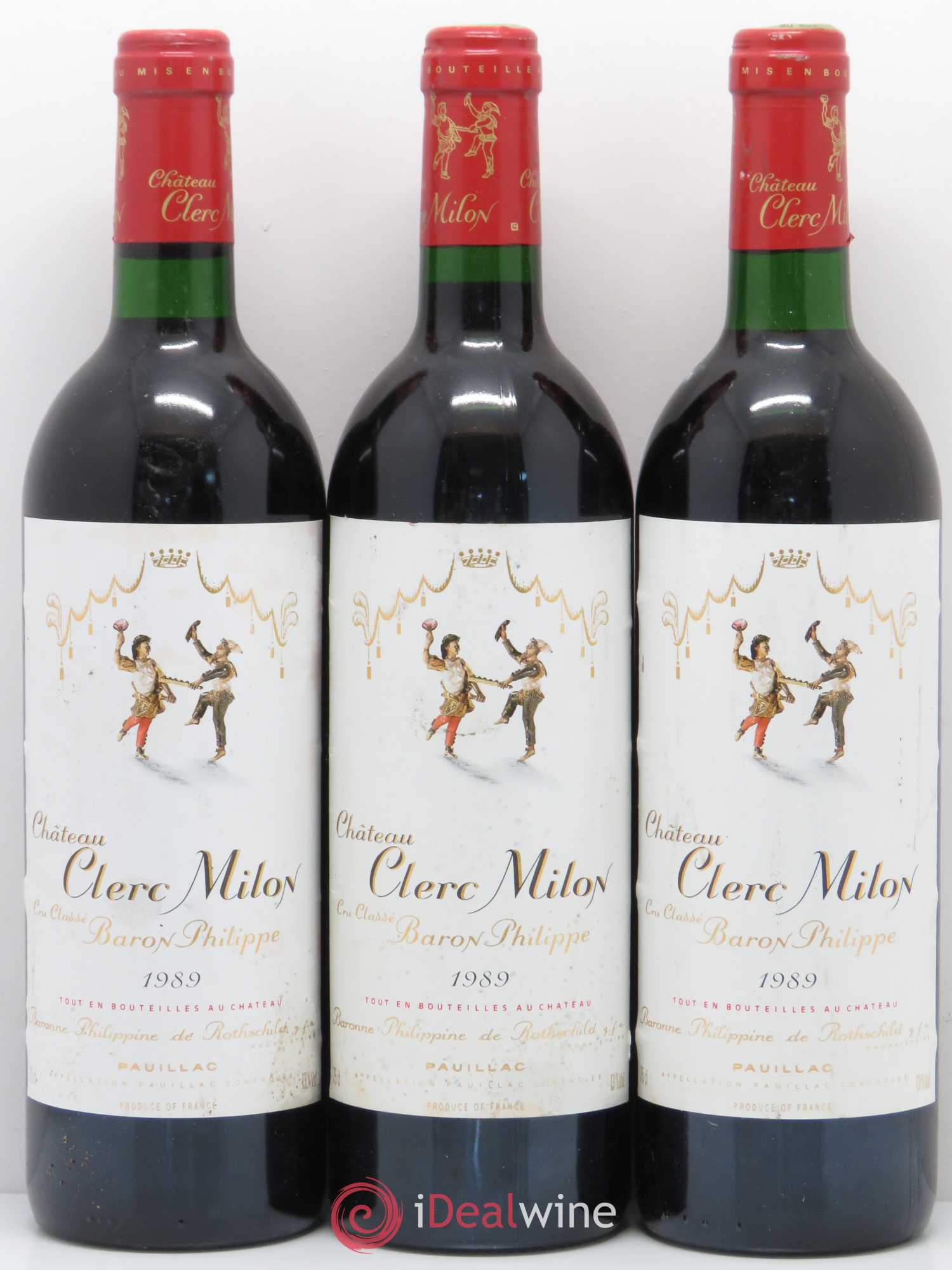 Château Clerc Milon 5ème Grand Cru Classé 1989 - Lot de 3 bouteilles - 0