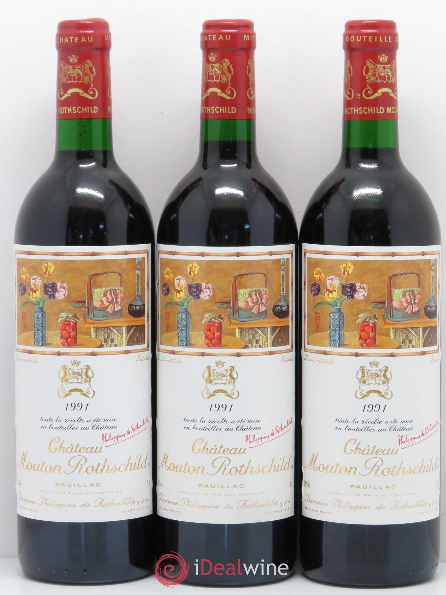 Château Mouton Rothschild 1er Grand Cru Classé 1991 - Lot de 12 bouteilles - 1