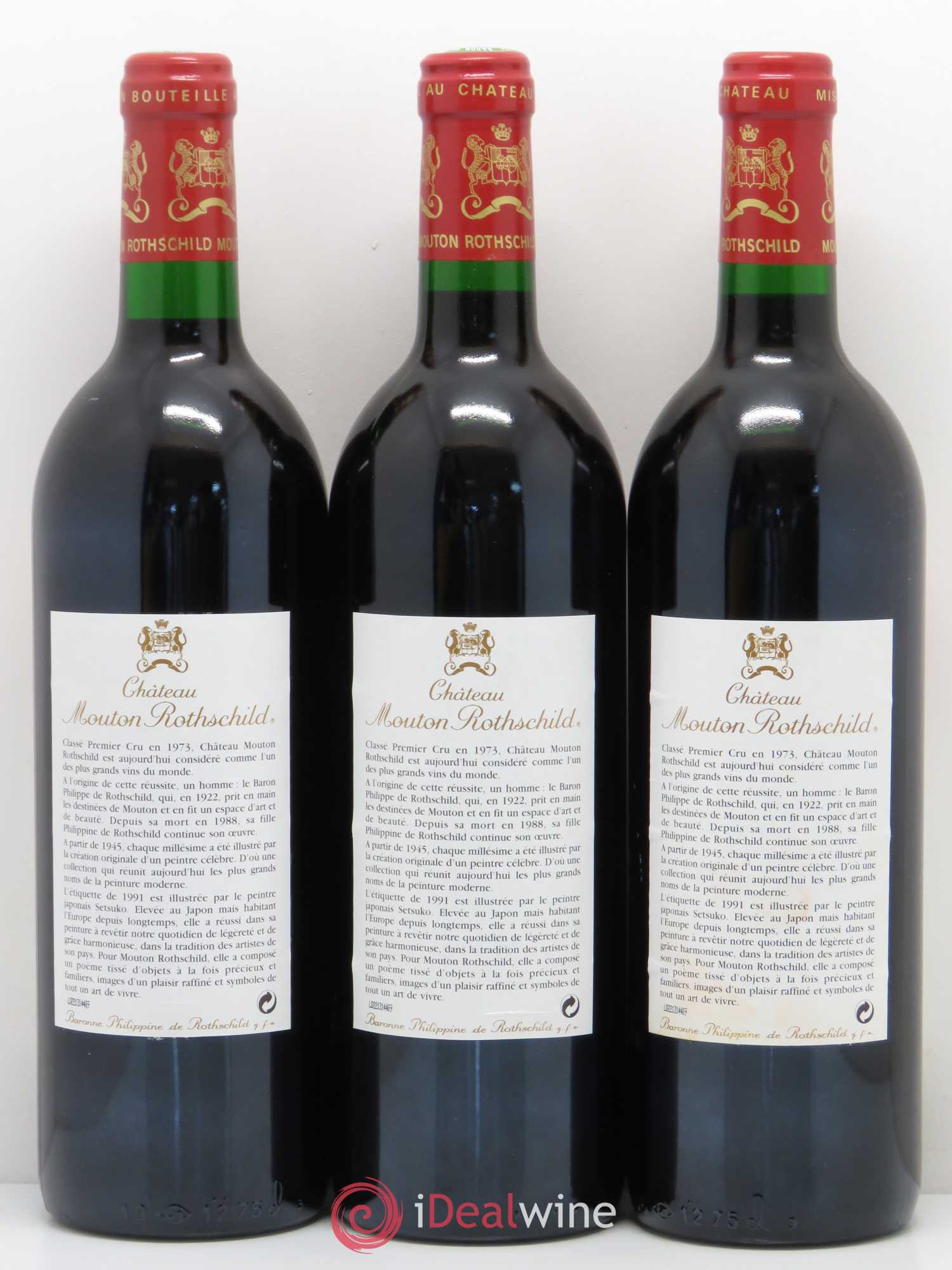 Château Mouton Rothschild 1er Grand Cru Classé 1991 - Lot de 12 bouteilles - 6