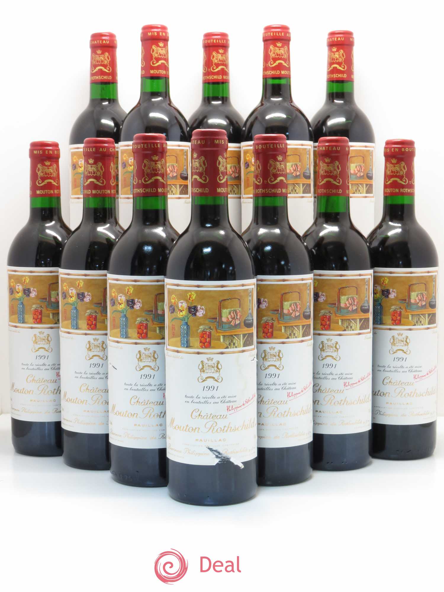 Château Mouton Rothschild 1er Grand Cru Classé 1991 - Lot de 12 bouteilles - 0