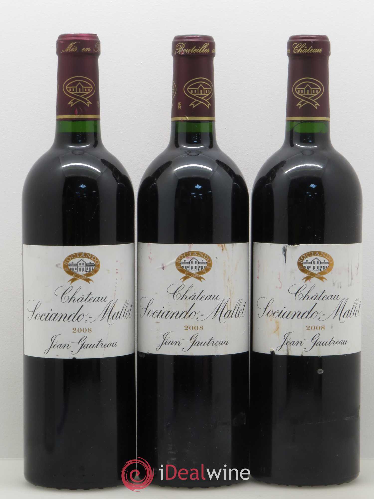 Château Sociando Mallet 2008 - Lot de 3 bouteilles - 0