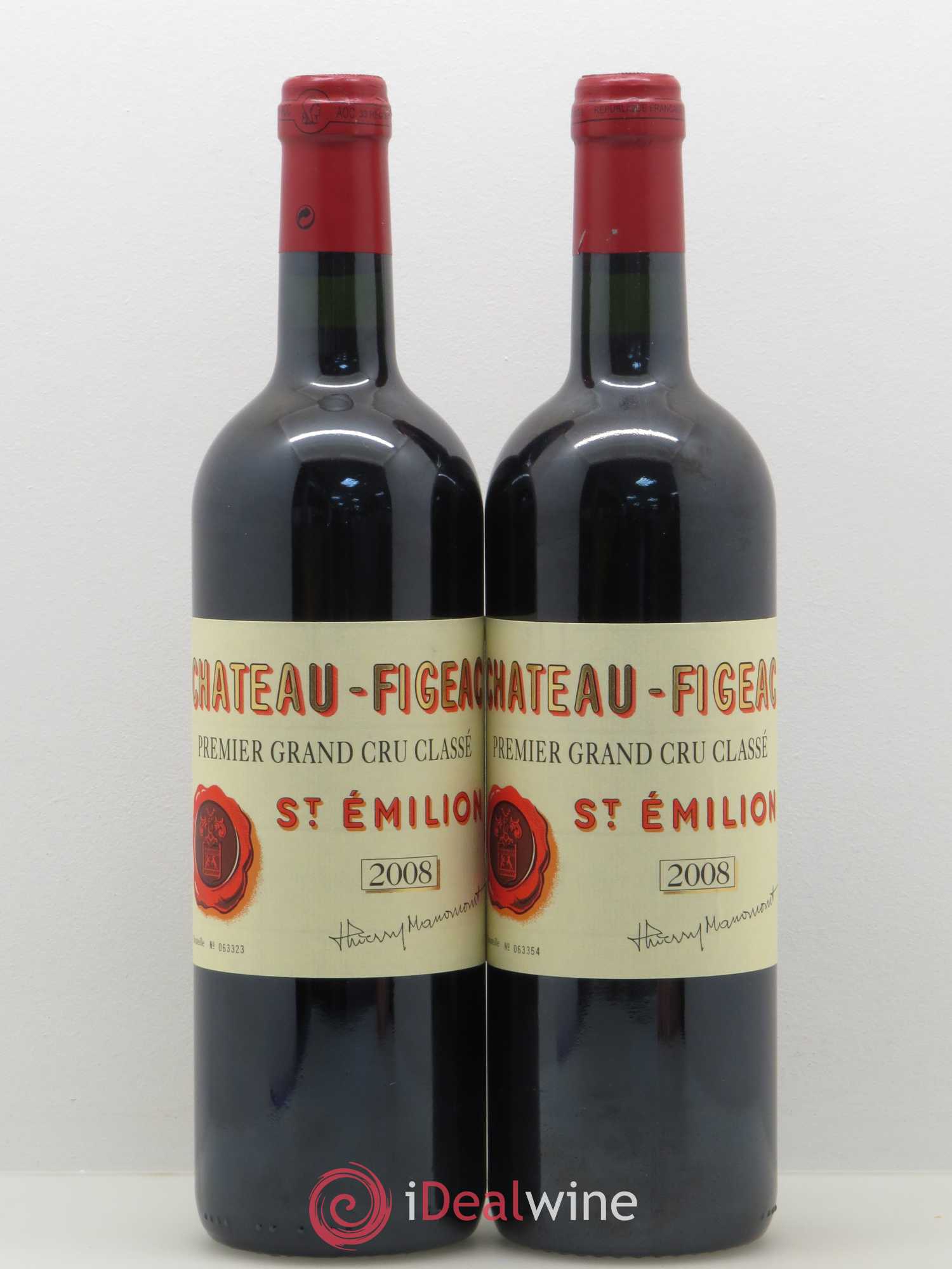 Château Figeac 1er Grand Cru Classé A 2008 - Lot de 2 bouteilles - 0