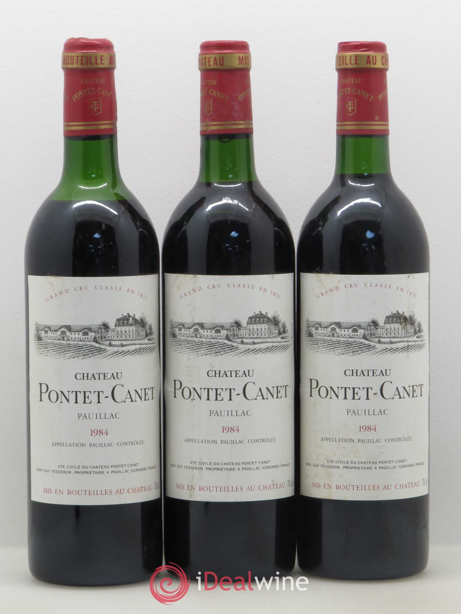 Château Pontet Canet 5ème Grand Cru Classé 1984 - Lot de 3 bouteilles - 0