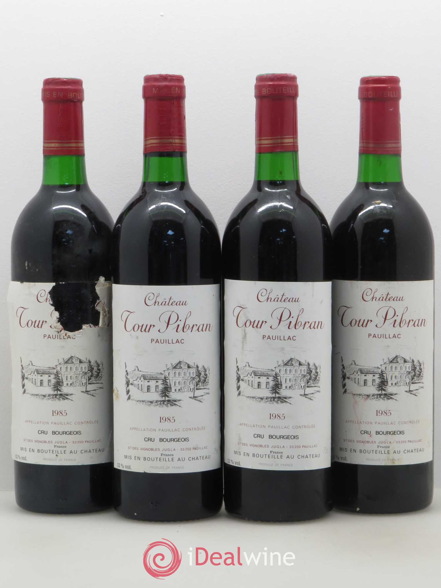 Château Tour Pibran Cru Bourgeois 1985 - Lot de 4 bouteilles - 0