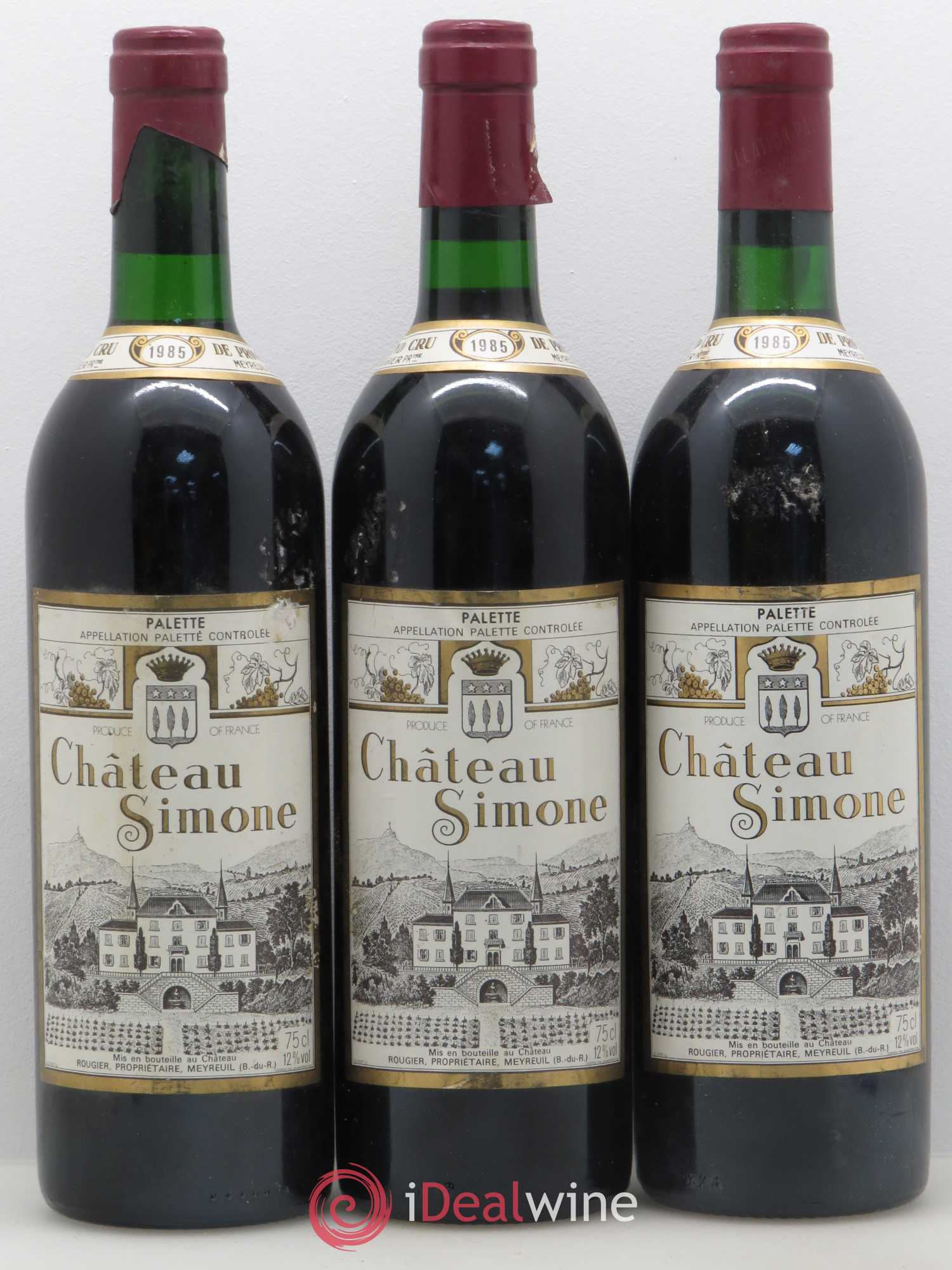 Palette Château Simone Famille Rougier 1985 - Lot de 3 bouteilles - 0