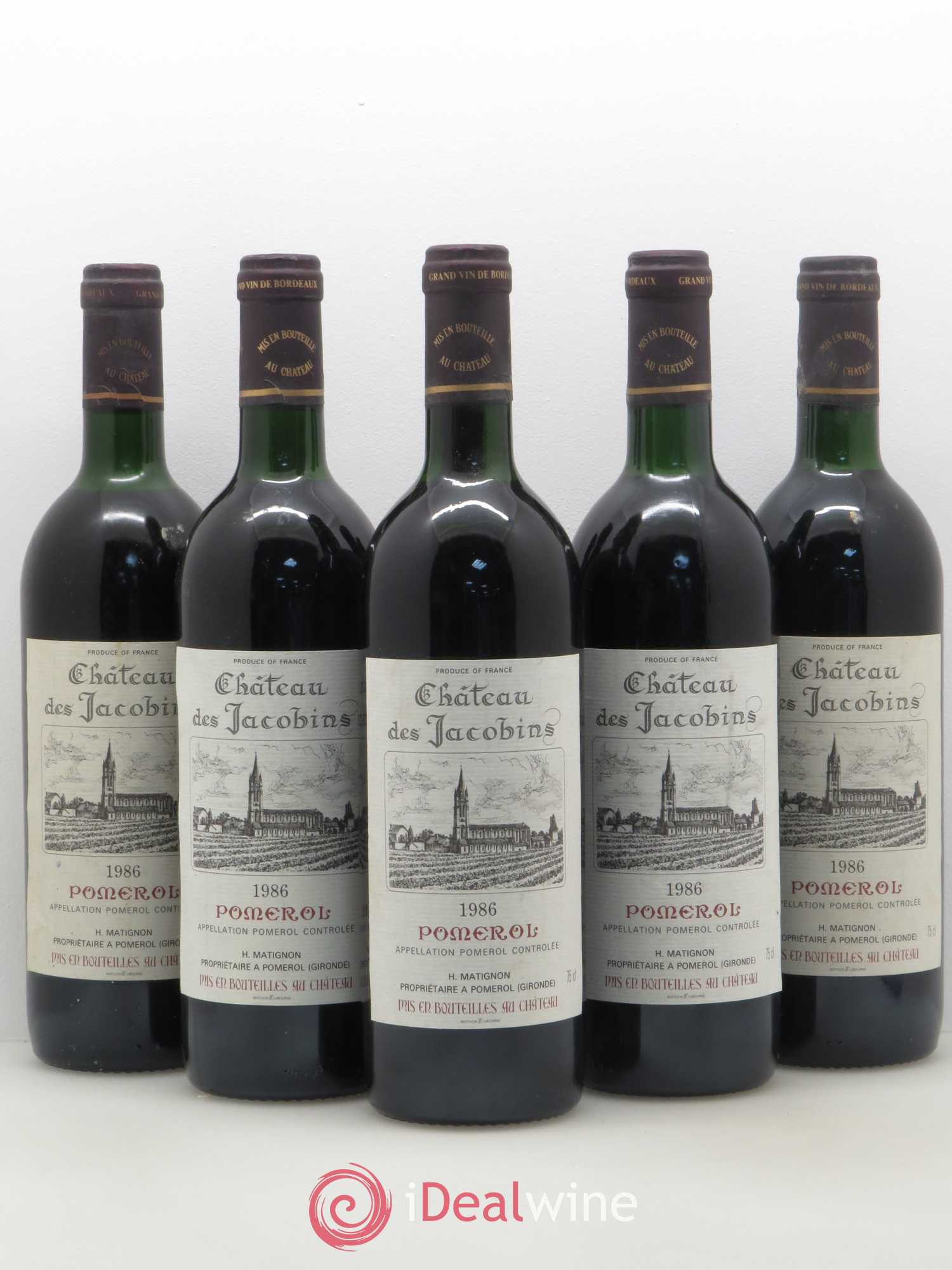 Château Clos des Jacobins Grand Cru Classé 1986 - Lot de 5 bouteilles - 0
