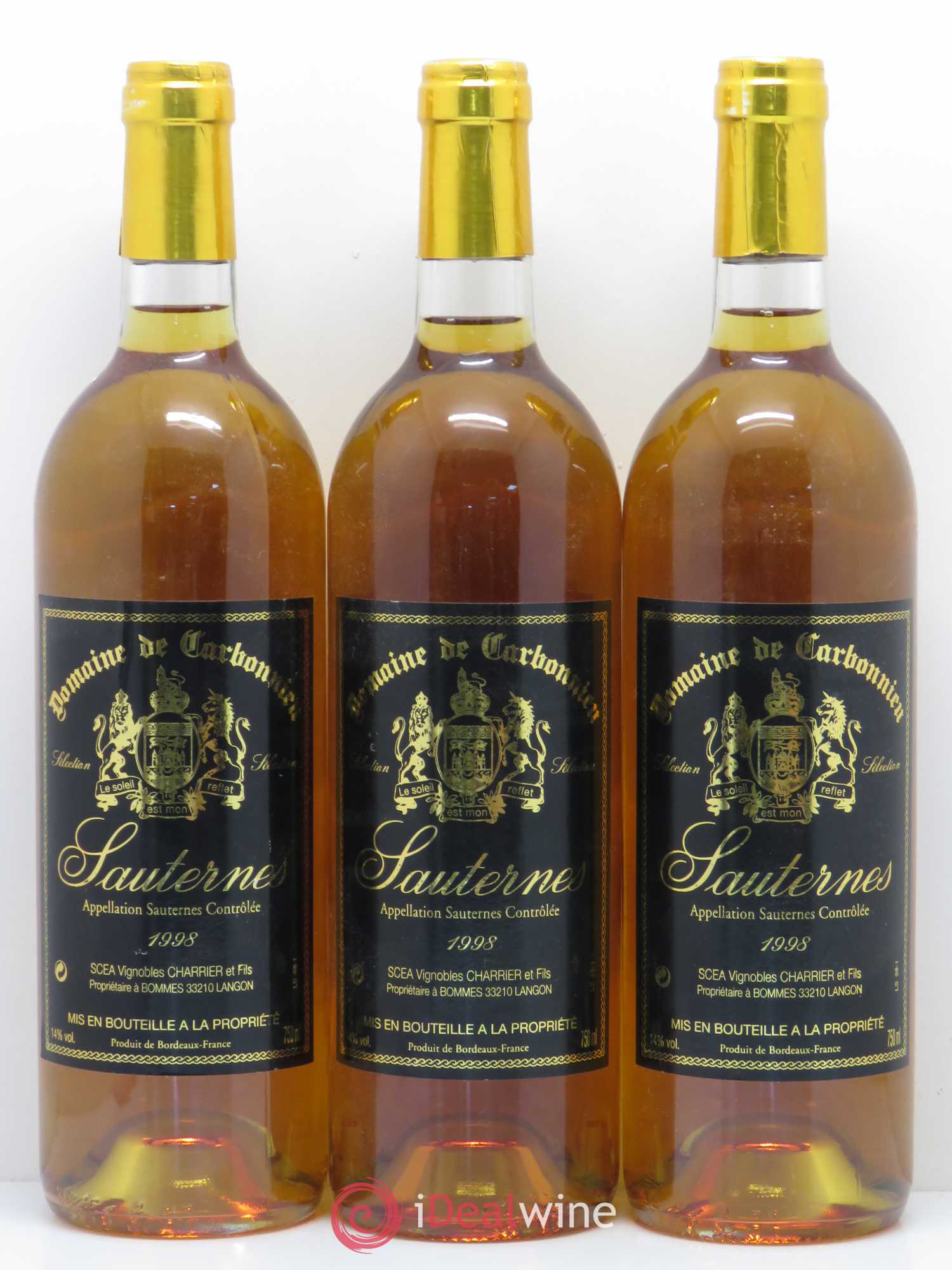 Sauternes Domaine De Carbonnieu (sans prix de réserve) 1998 - Lotto di 3 bottiglie - 0