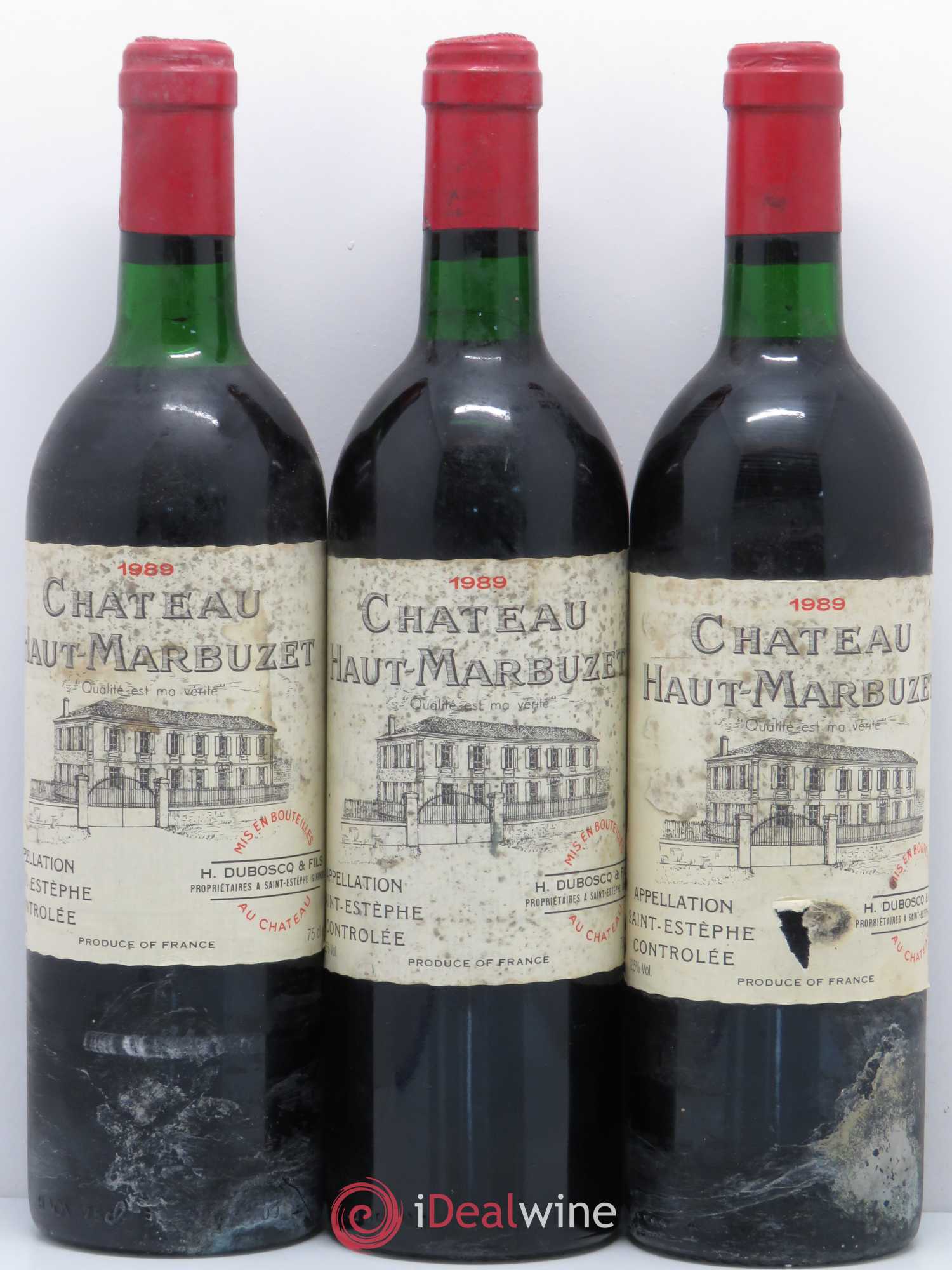 Château Haut Marbuzet 1989 - Lot de 3 bouteilles - 0