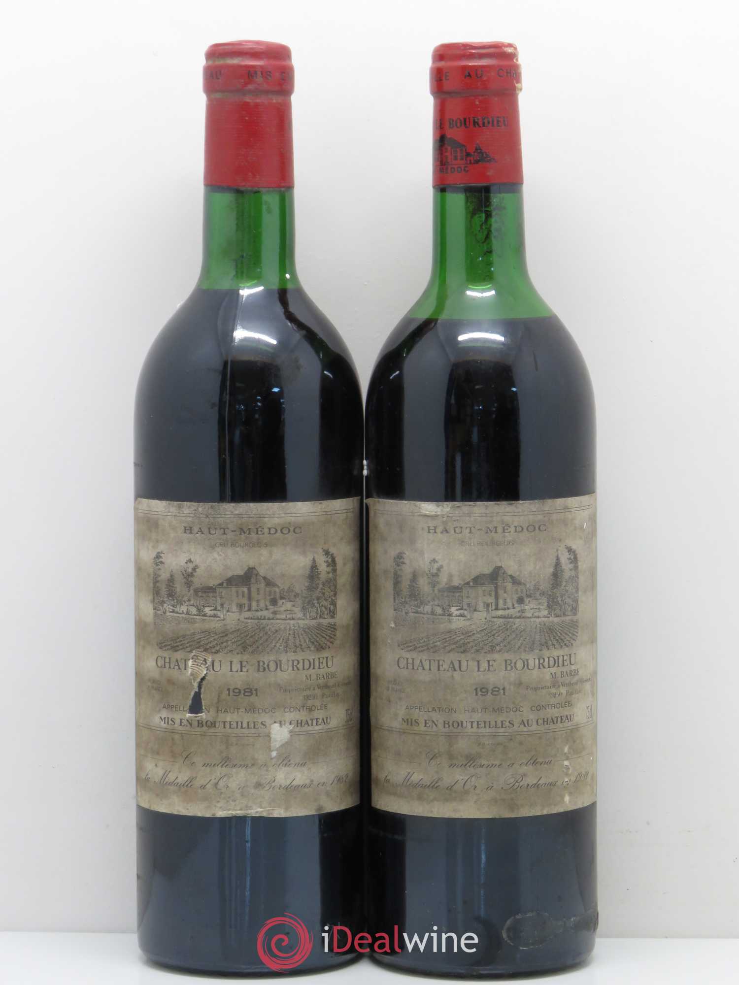Château le Bourdieu Cru Bourgeois (sans prix de réserve) 1981 - Lot de 2 bouteilles - 0