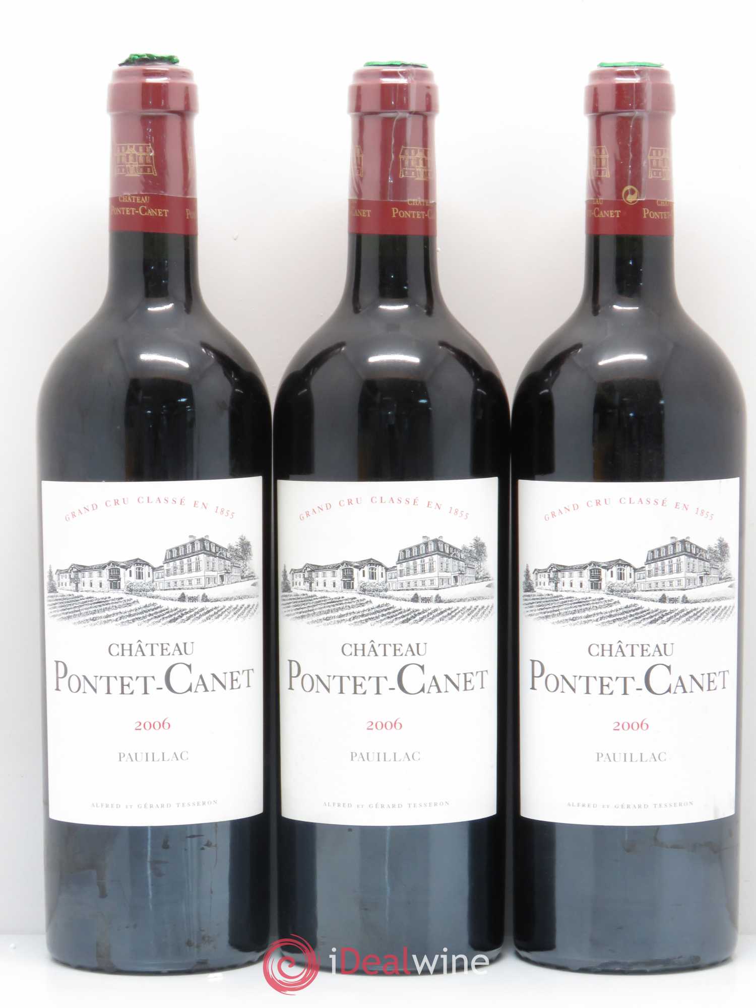 Château Pontet Canet 5ème Grand Cru Classé 2006 - Lot de 3 bouteilles - 0