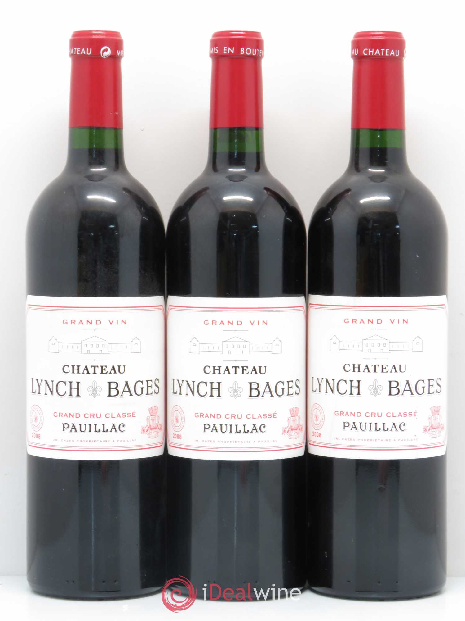 Château Lynch Bages 5ème Grand Cru Classé 2008 - Lot de 3 bouteilles - 0