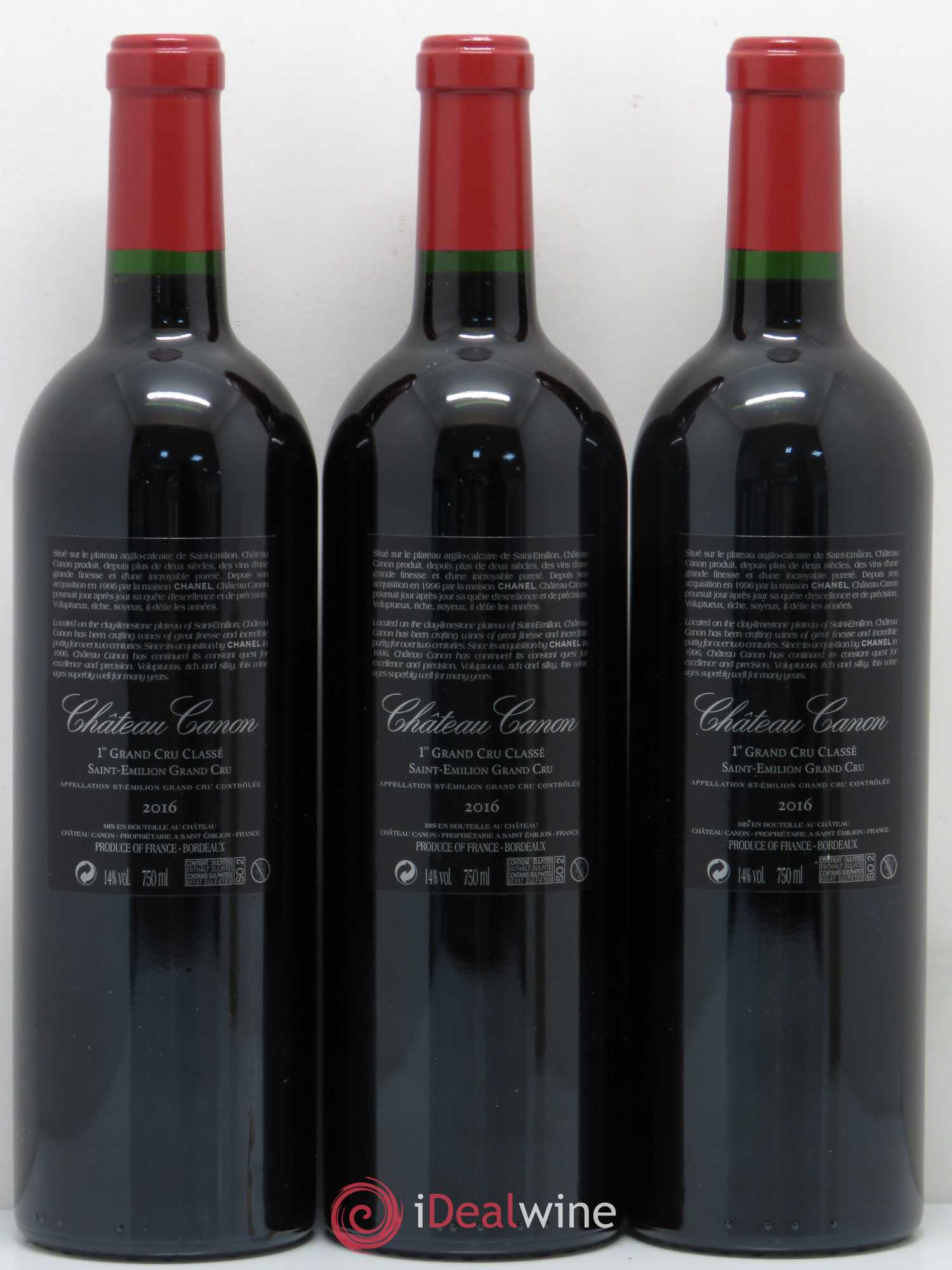 Château Canon 1er Grand Cru Classé B 2016 - Lot de 3 bouteilles - 1