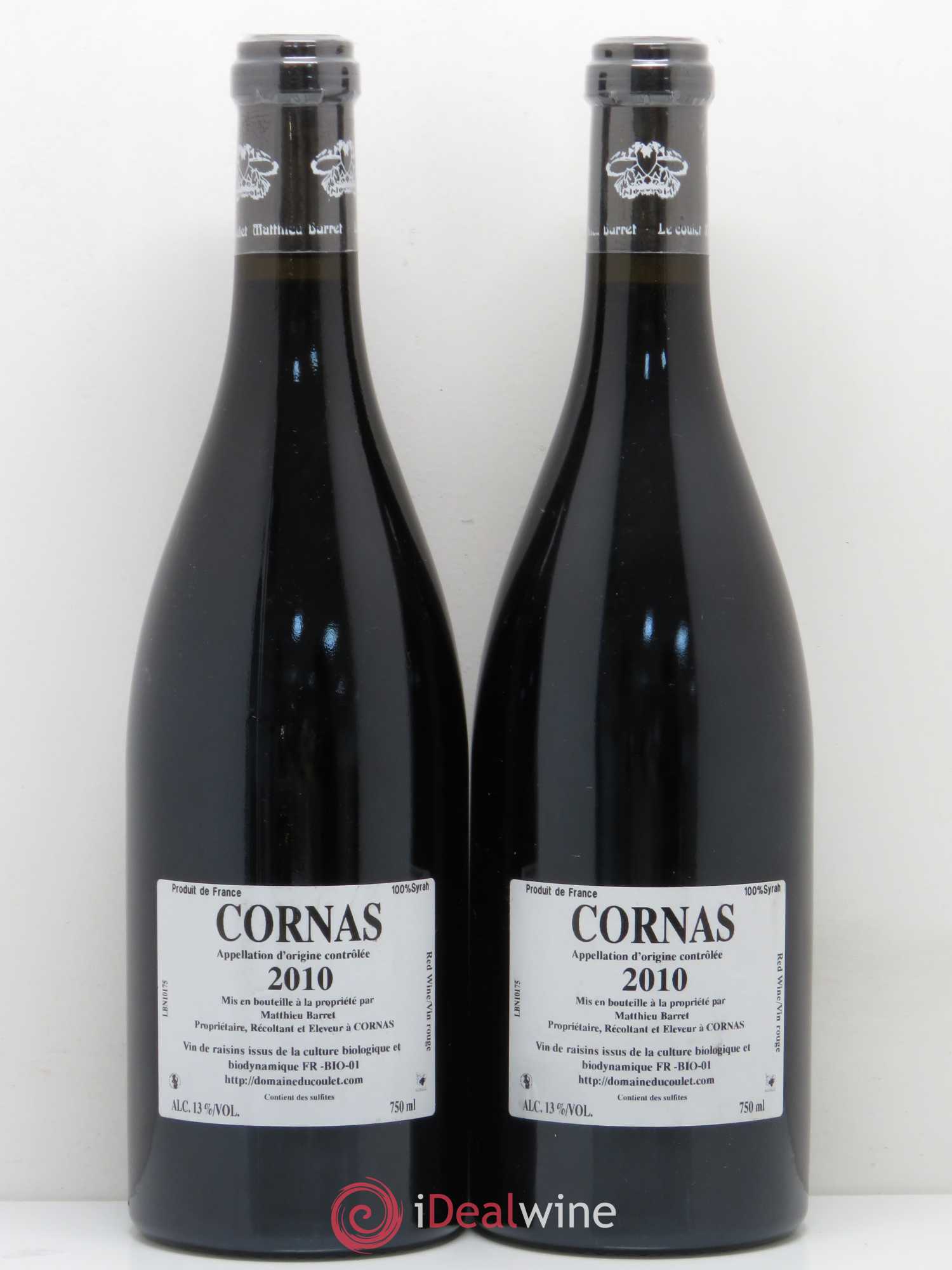 Cornas Billes Noires Coulet (Domaine du) - Matthieu Barret 2010 - Lot de 2 bouteilles - 1