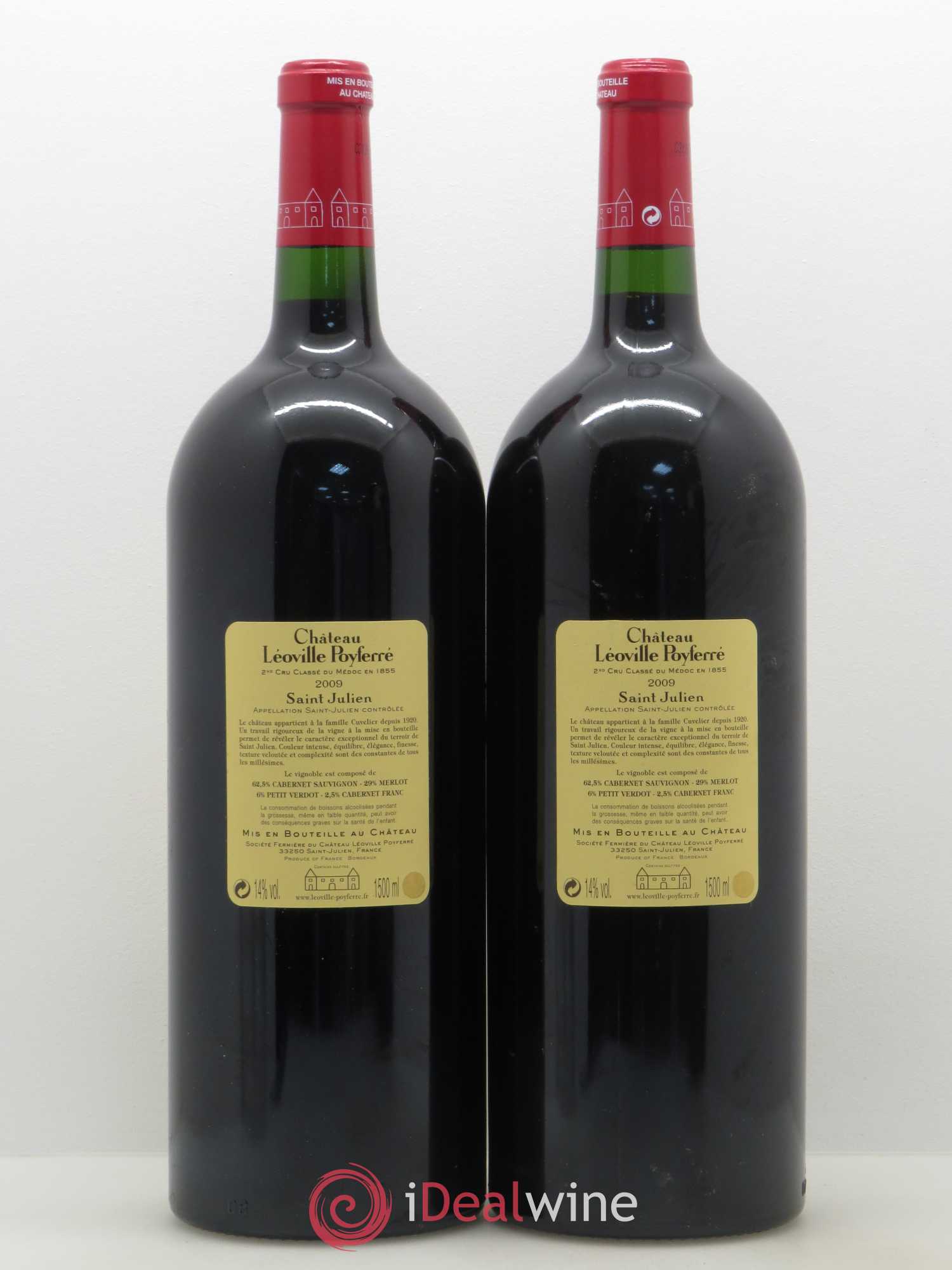 Château Léoville Poyferré 2ème Grand Cru Classé 2009 - Lot de 2 magnums - 1
