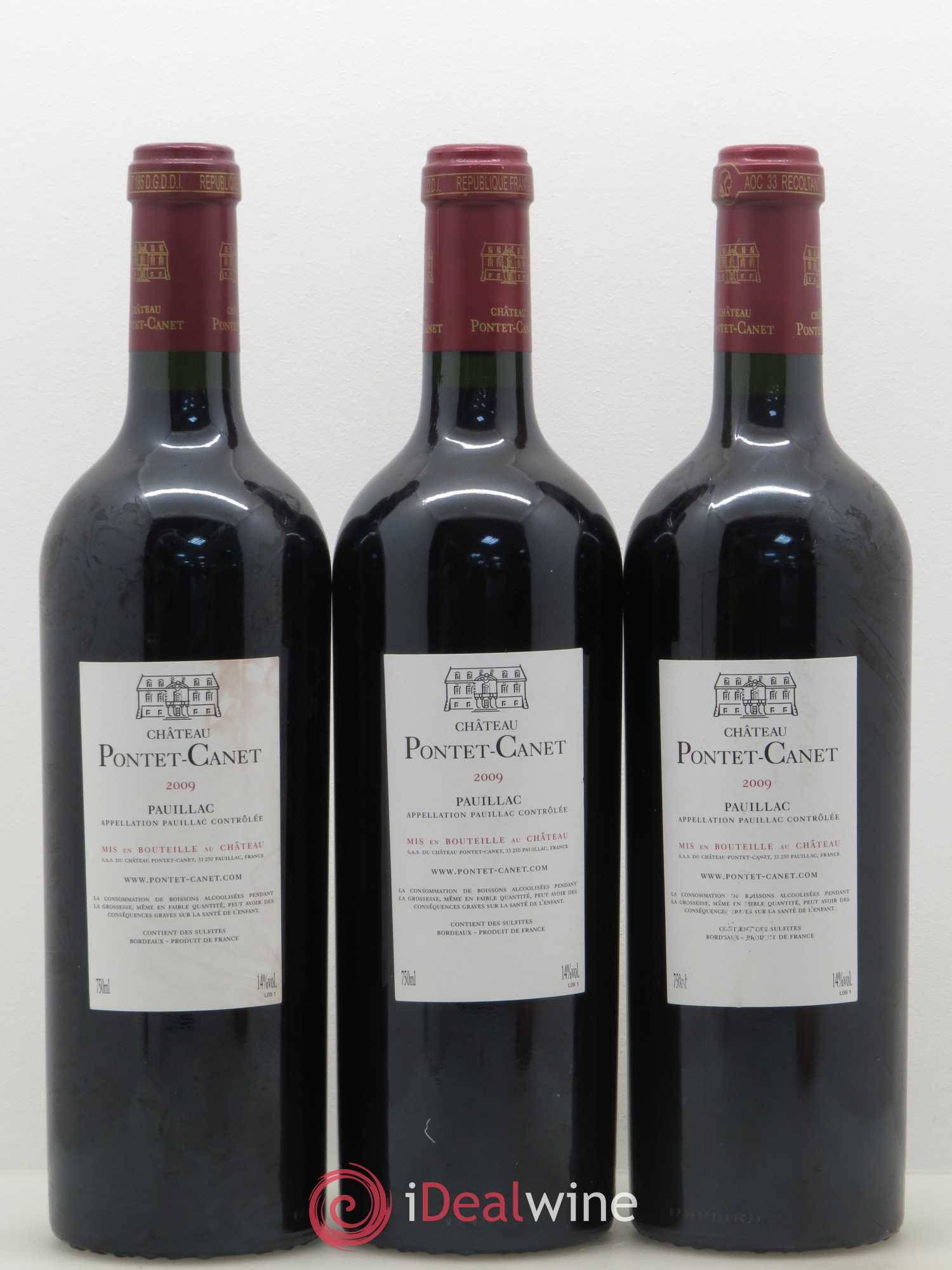 Château Pontet Canet 5ème Grand Cru Classé 2009 - Lot de 3 bouteilles - 1