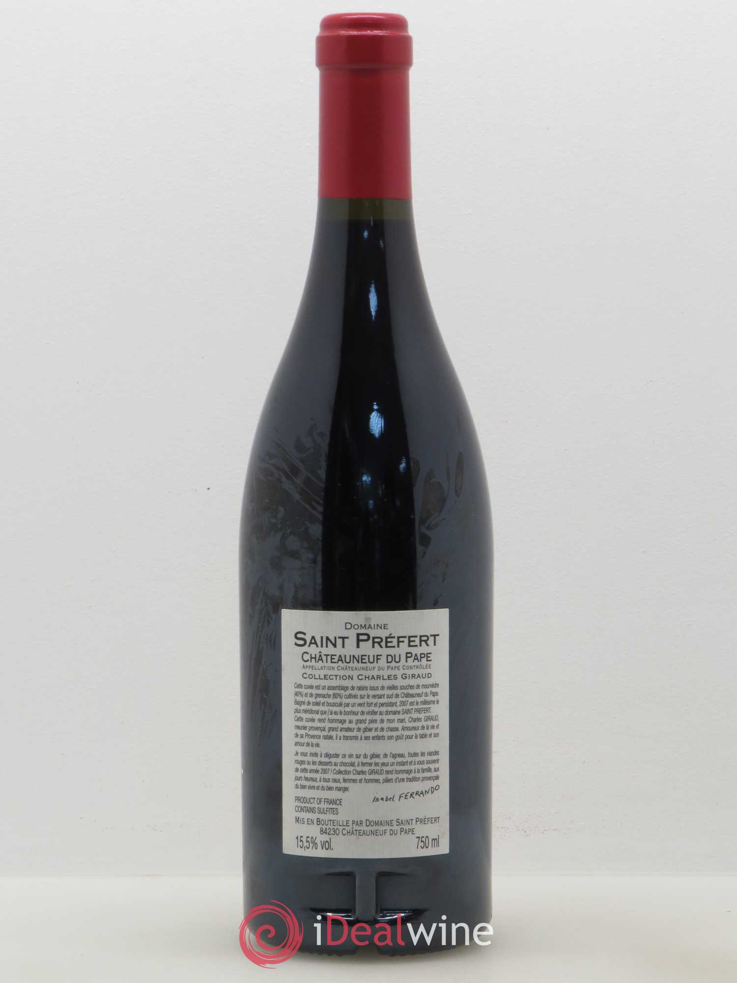 Châteauneuf-du-Pape Collection Charles Giraud Domaine Saint-Préfert 2007 - Lot de 1 bouteille - 1