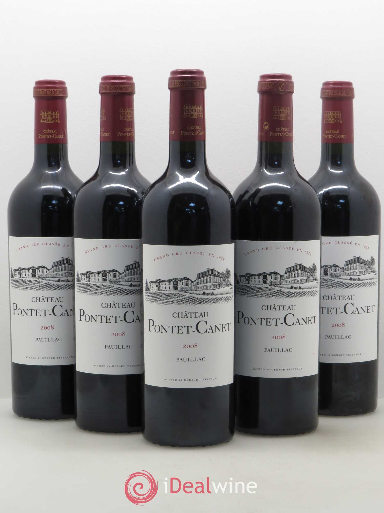 Château Pontet Canet 5ème Grand Cru Classé 2008 - Lot de 5 bouteilles - 0