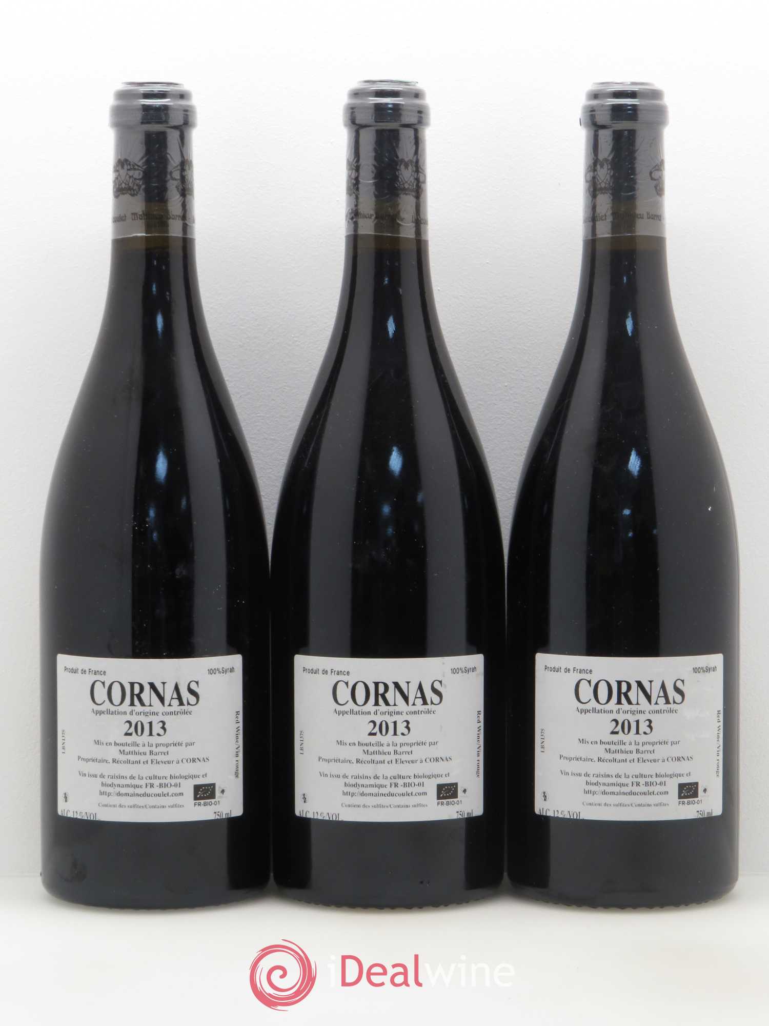 Cornas Billes Noires Coulet (Domaine du) - Matthieu Barret 2013 - Lot de 3 bouteilles - 1