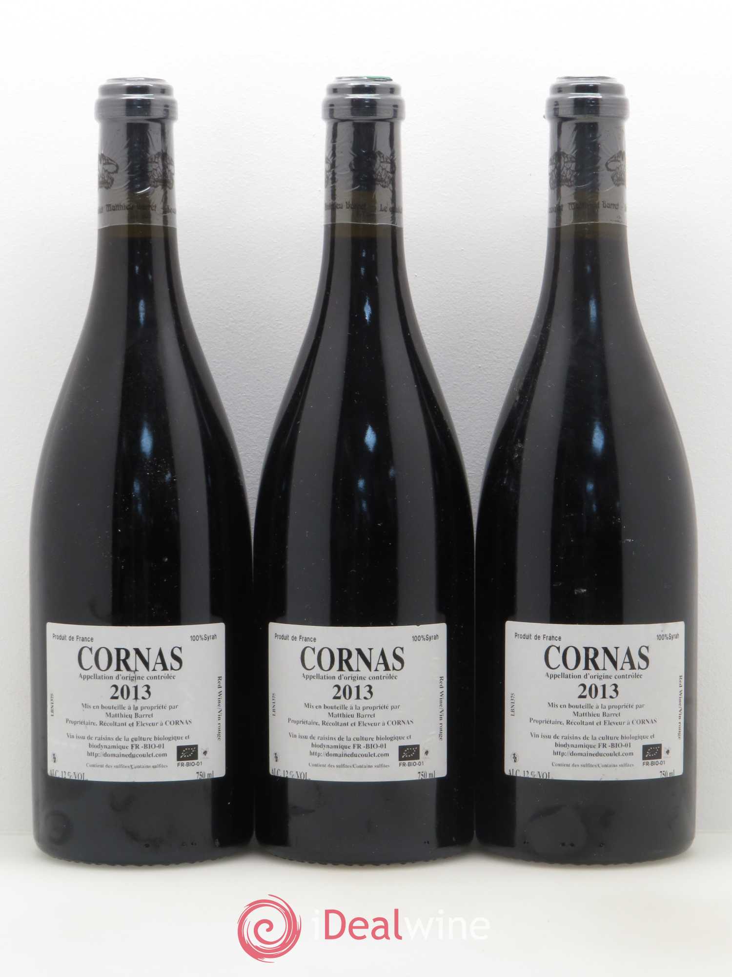 Cornas Billes Noires Coulet (Domaine du) - Matthieu Barret 2013 - Lot de 3 bouteilles - 1