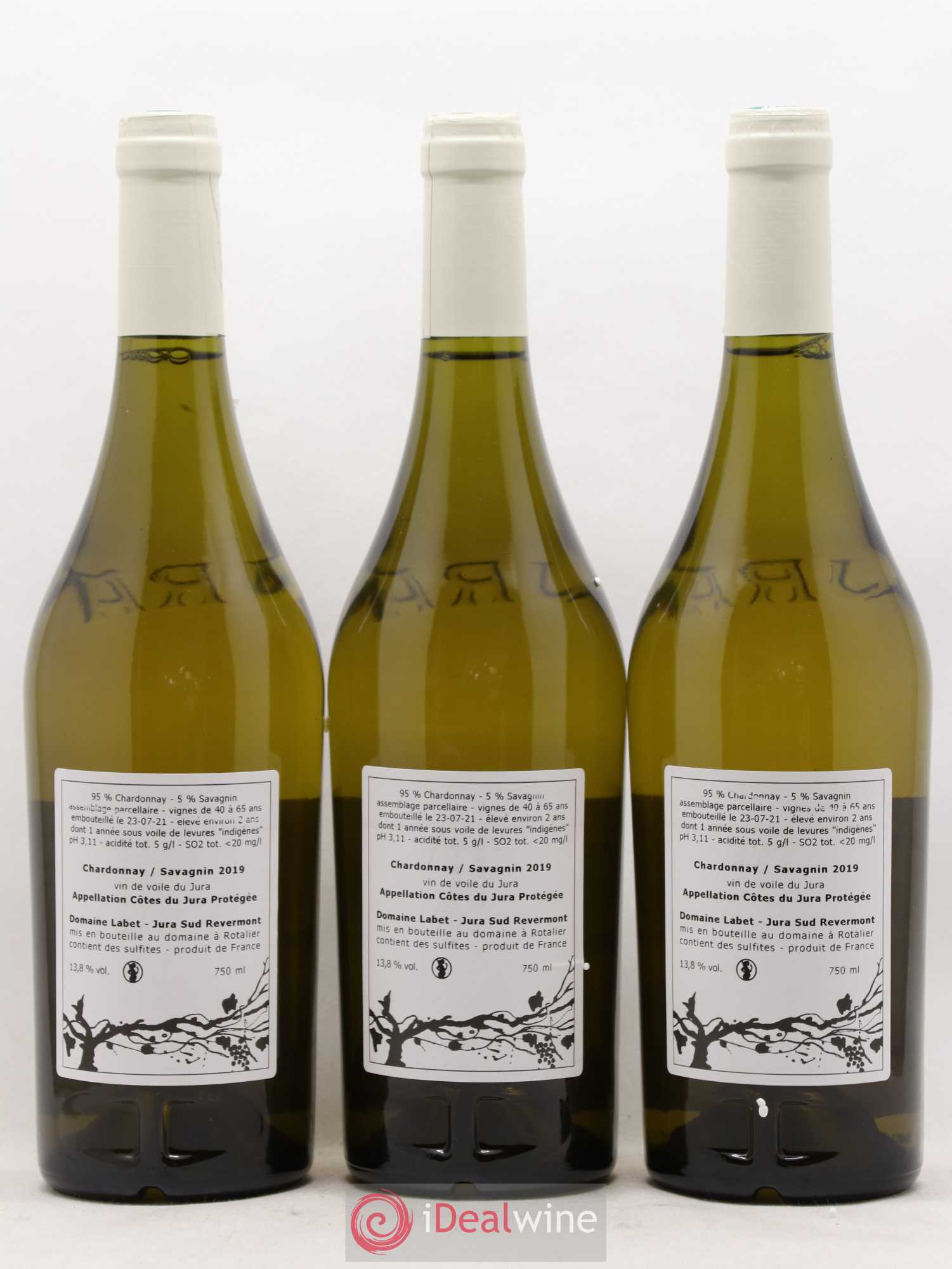 Côtes du Jura Vin de Voile Chardonnay-Savagnin cuvée de garde Romain - Julien - Charline Labet 2019 - Lot de 3 bouteilles - 1
