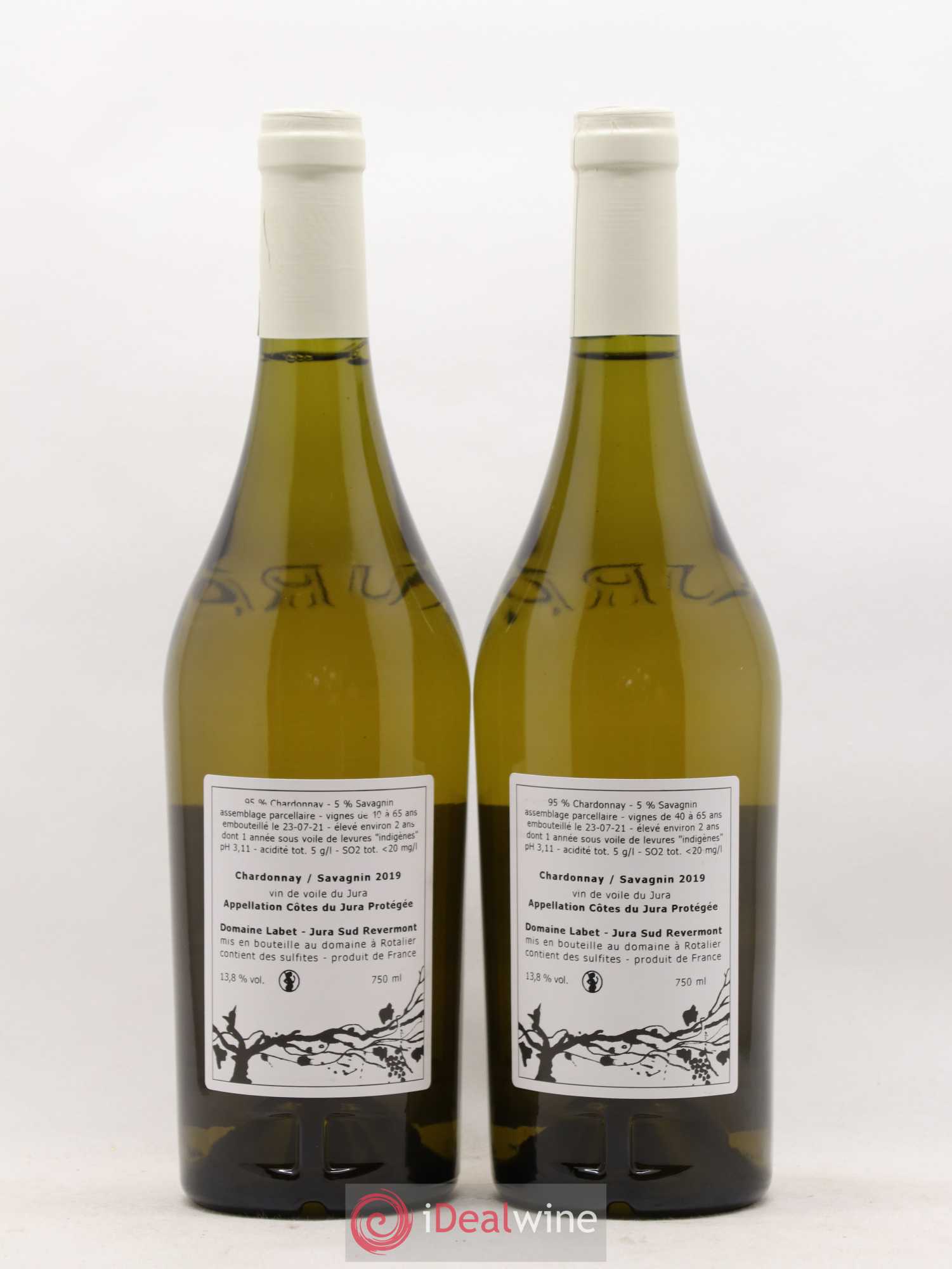 Côtes du Jura Vin de Voile Chardonnay-Savagnin cuvée de garde Romain - Julien - Charline Labet 2019 - Lot de 2 bouteilles - 1