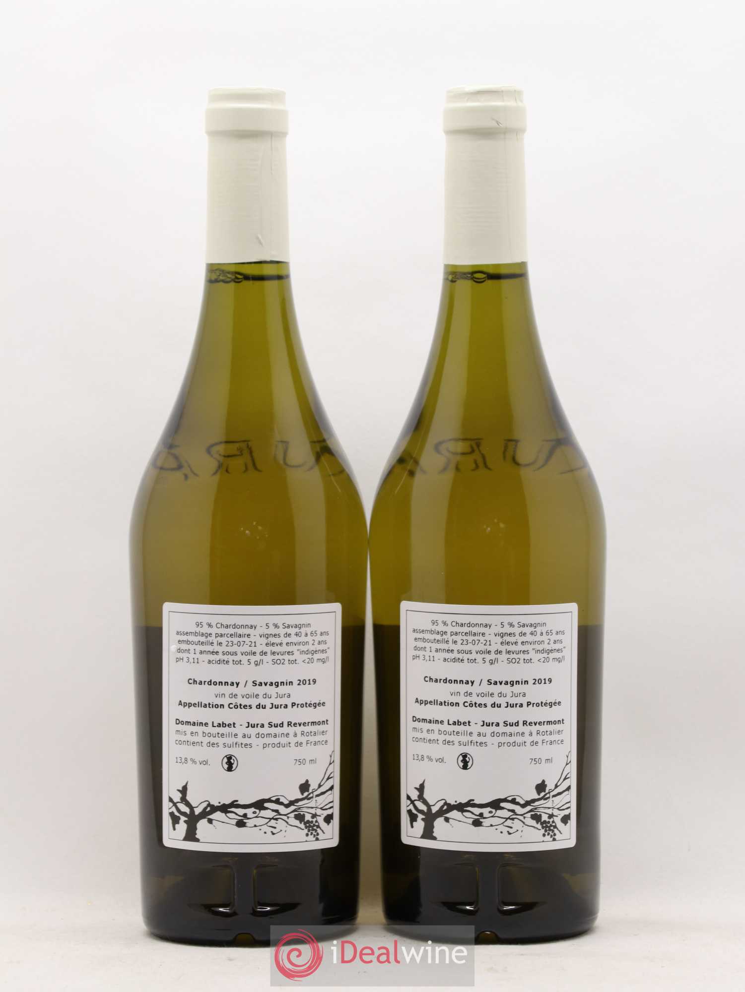 Côtes du Jura Vin de Voile Chardonnay-Savagnin cuvée de garde Romain - Julien - Charline Labet 2019 - Lot de 2 bouteilles - 1