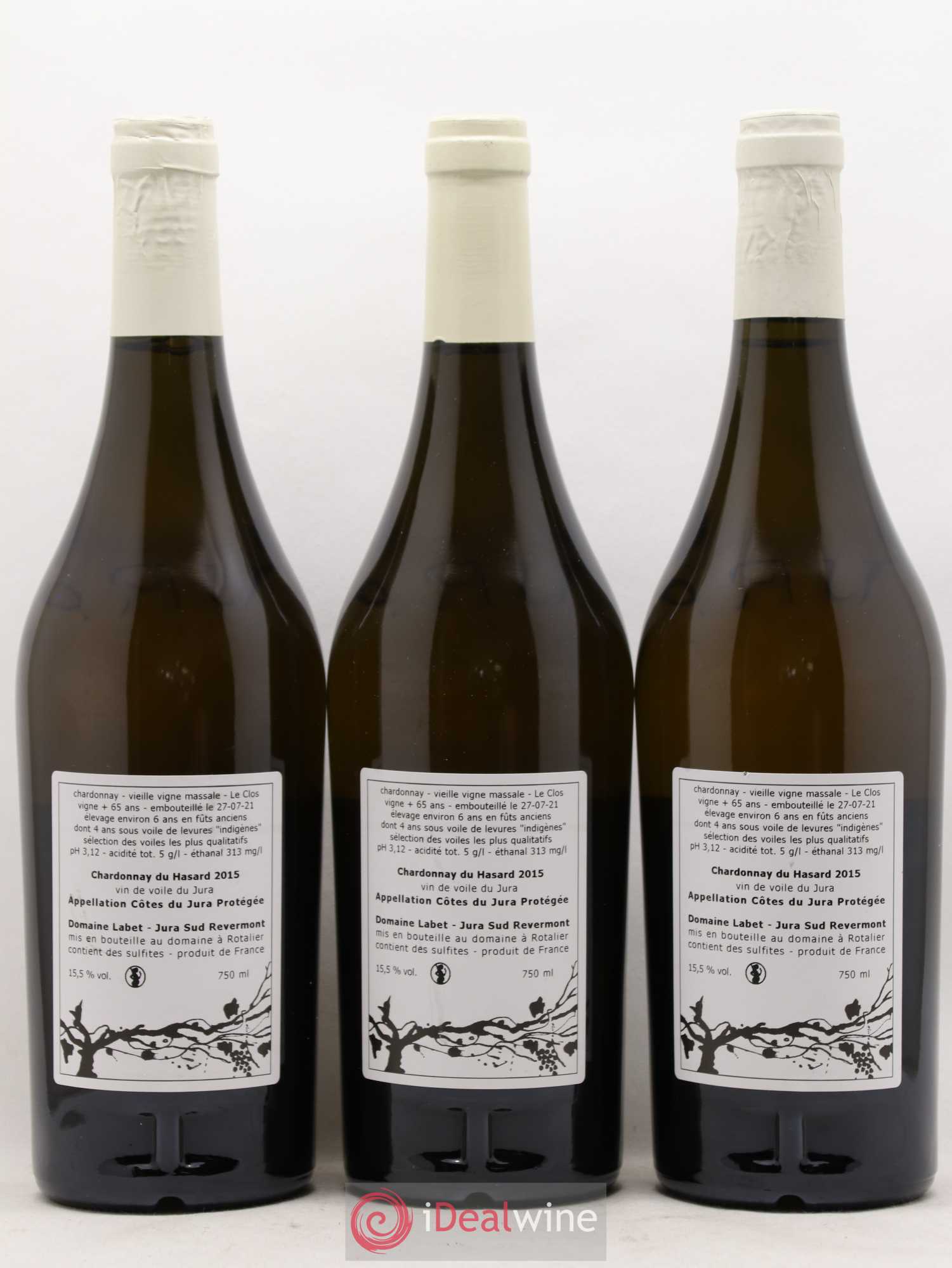 Côtes du Jura Vin de voile Chardonnay du Hasard Romain - Julien - Charline Labet 2015 - Lot de 3 bouteilles - 1