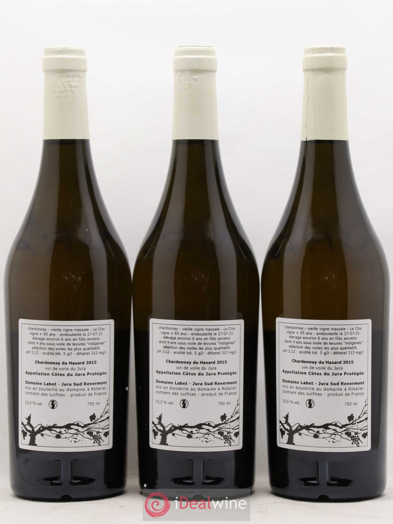 Côtes du Jura Vin de voile Chardonnay du Hasard Romain - Julien - Charline Labet 2015 - Lot de 3 bouteilles - 1