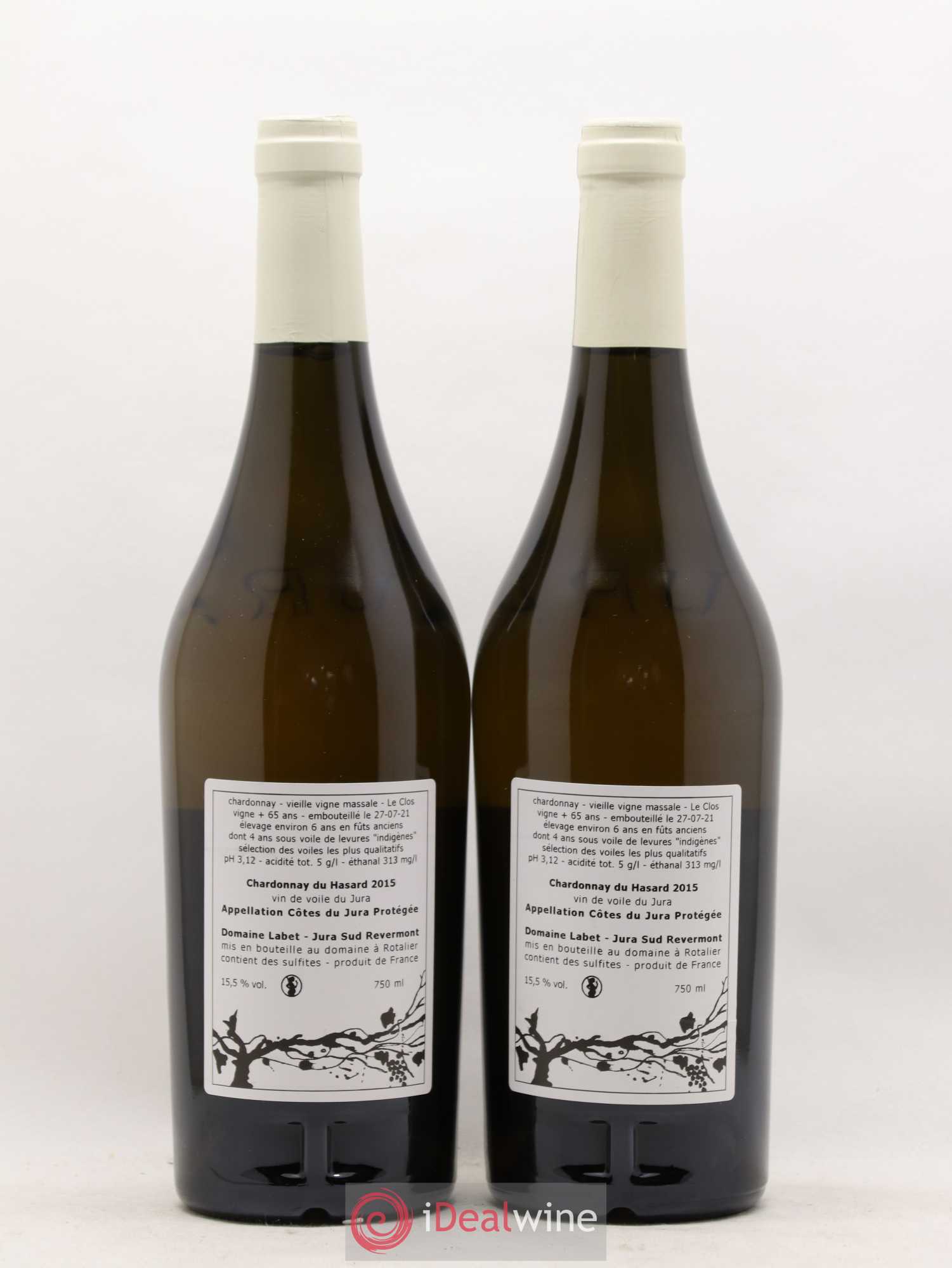 Côtes du Jura Vin de voile Chardonnay du Hasard Romain - Julien - Charline Labet 2015 - Lot de 2 bouteilles - 1