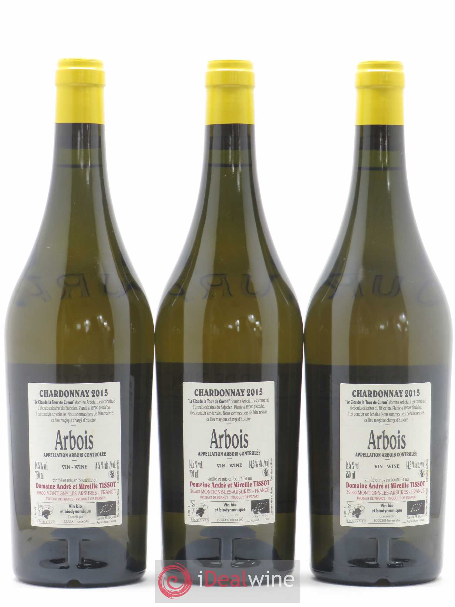Arbois Chardonnay Le Clos de la Tour de Curon Bénédicte et Stéphane Tissot 2015 - Lot de 3 bouteilles - 1