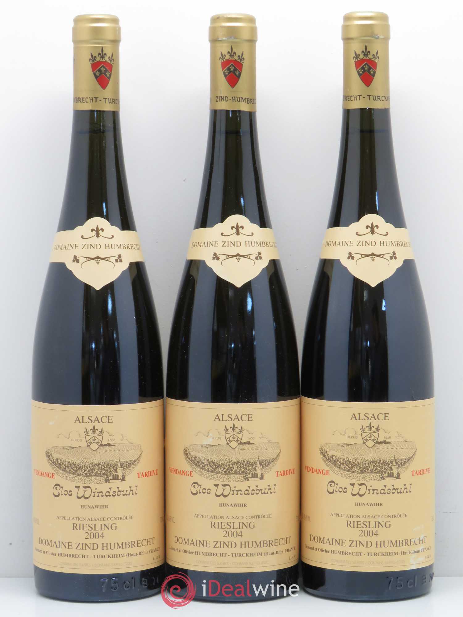 Alsace Riesling Vendanges Tardives Zind-Humbrecht (Domaine) Clos Windsbuhl 2004 - Lotto di 3 bottiglie - 0