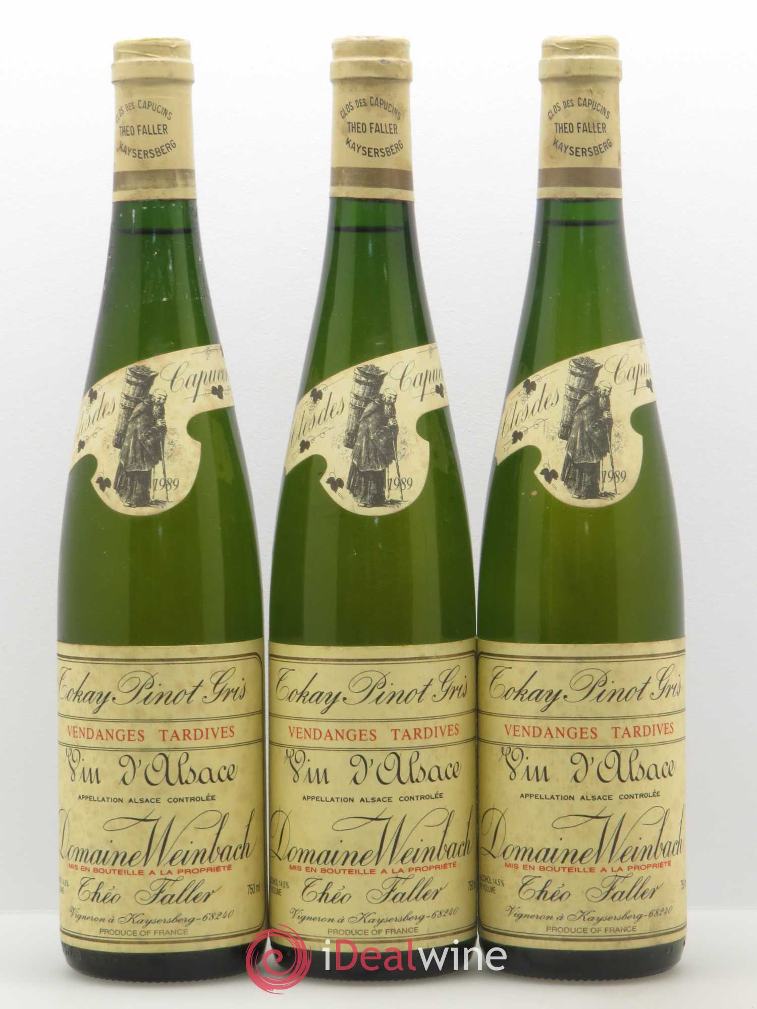 Alsace Pinot Gris (Tokay) Vendanges Tardives Weinbach (Domaine) Clos des capucins 1989 - Lotto di 3 bottiglie - 0