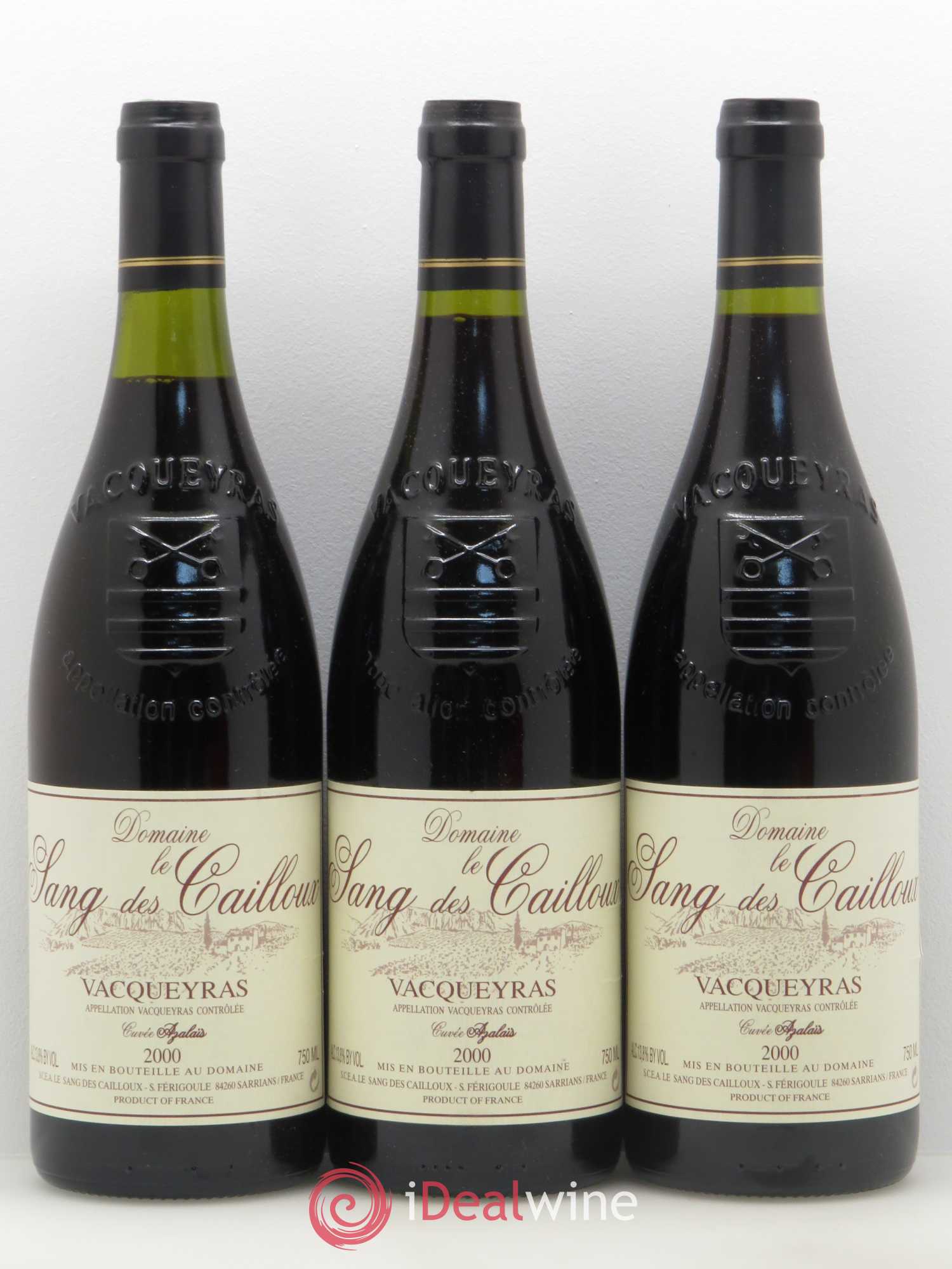 Vacqueyras Azalaïs Le Sang des Cailloux 2000 - Lot de 3 bouteilles - 0
