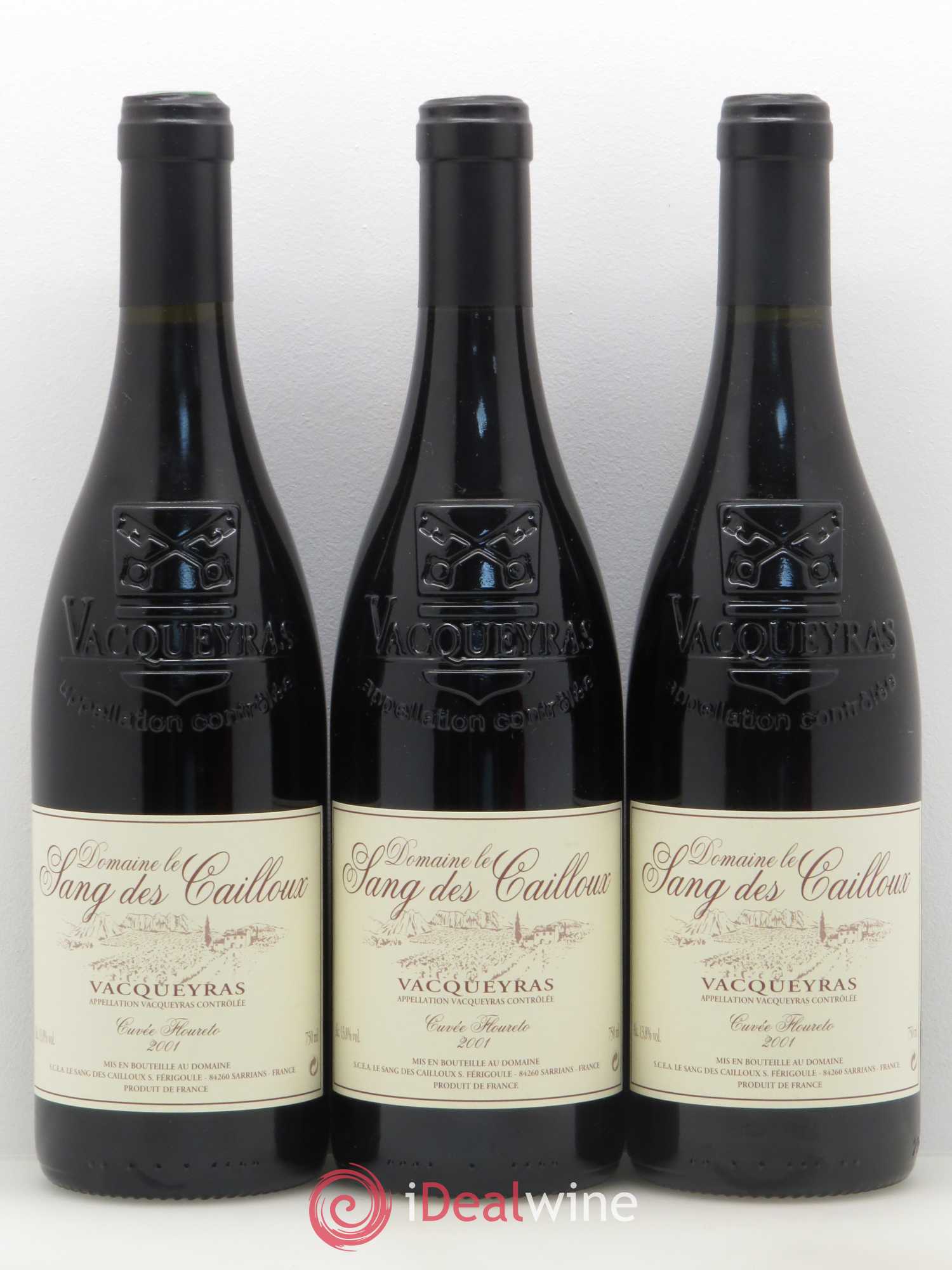 Vacqueyras Floureto Le Sang des Cailloux 2001 - Lot de 3 bouteilles - 0
