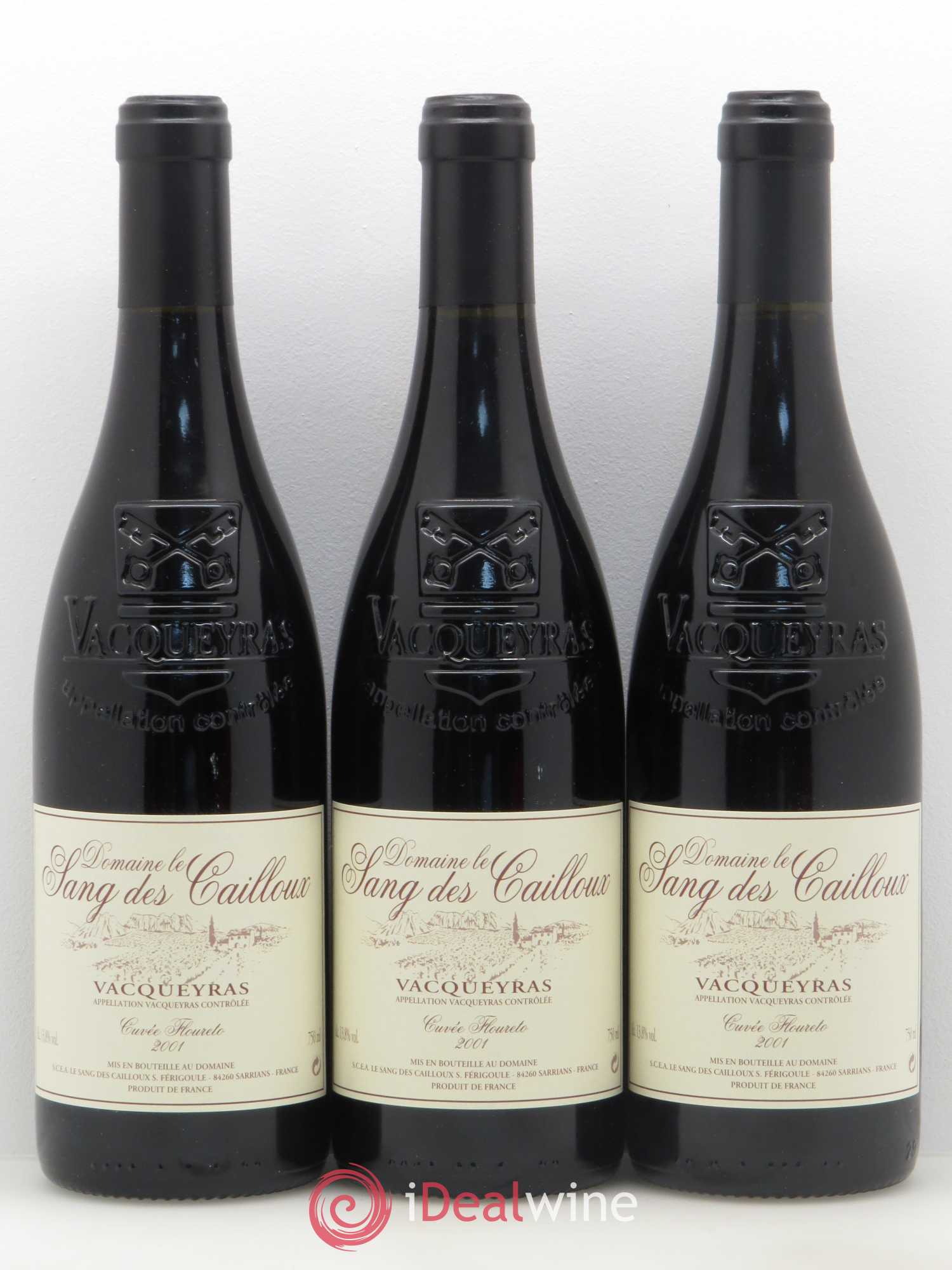 Vacqueyras Floureto Le Sang des Cailloux 2001 - Lot de 3 bouteilles - 0