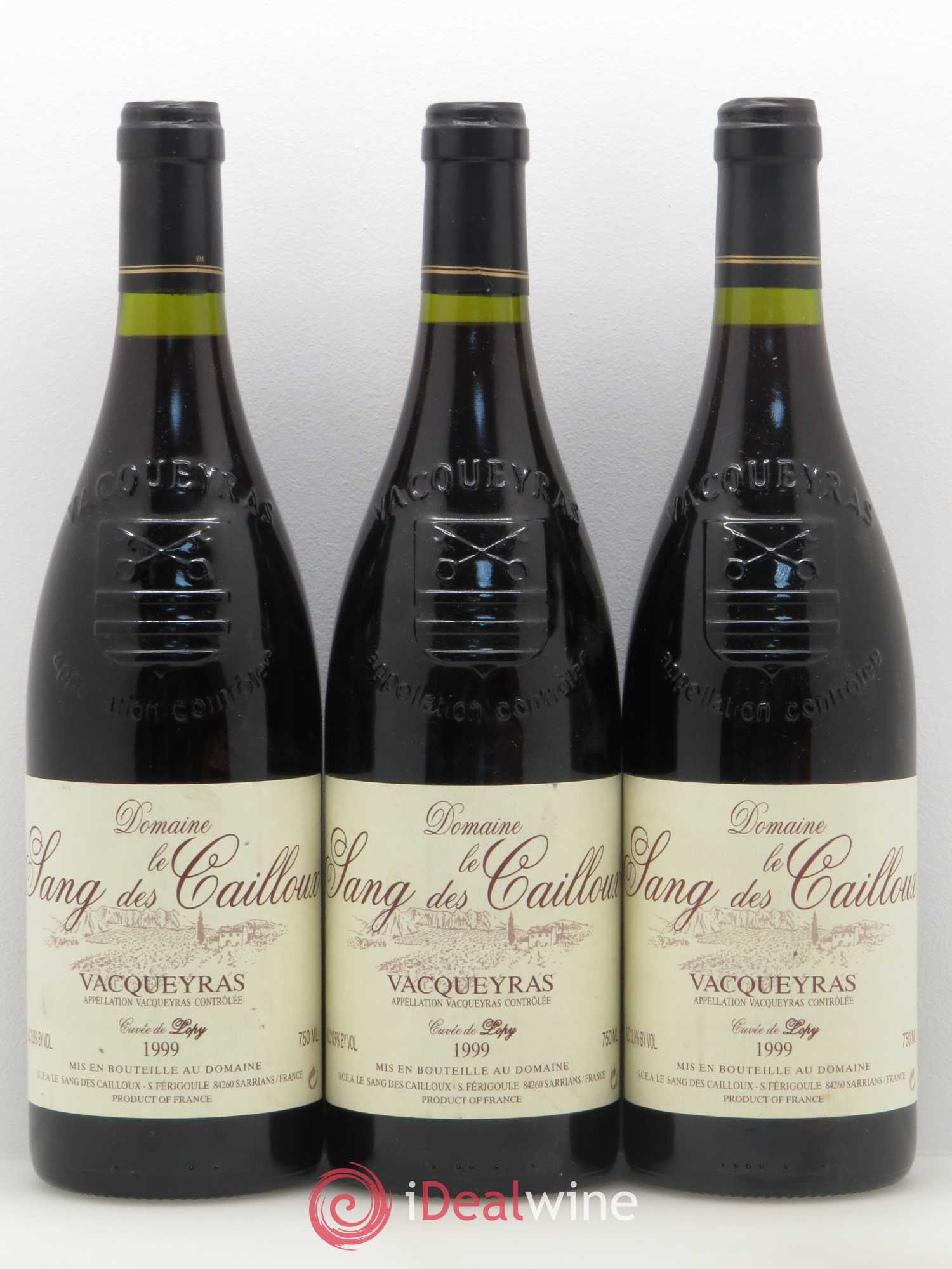 Vacqueyras Cuvée de Lopy Le Sang des Cailloux 1999 - Lot de 3 bouteilles - 0
