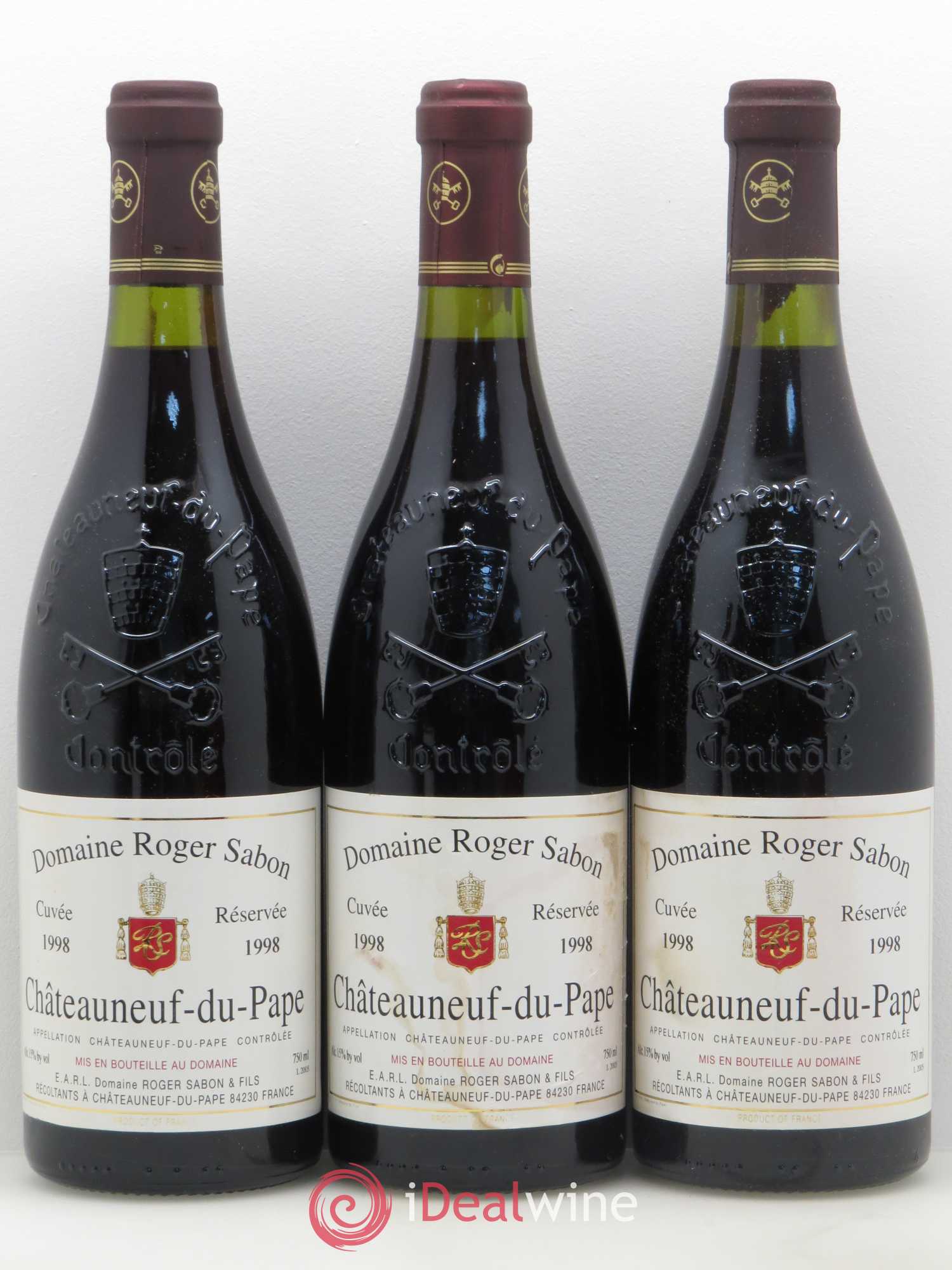 Châteauneuf-du-Pape Domaine Roger Sabon Cuvée Réservée Famille Sabon 1998 - Posten von 6 Flaschen - 1