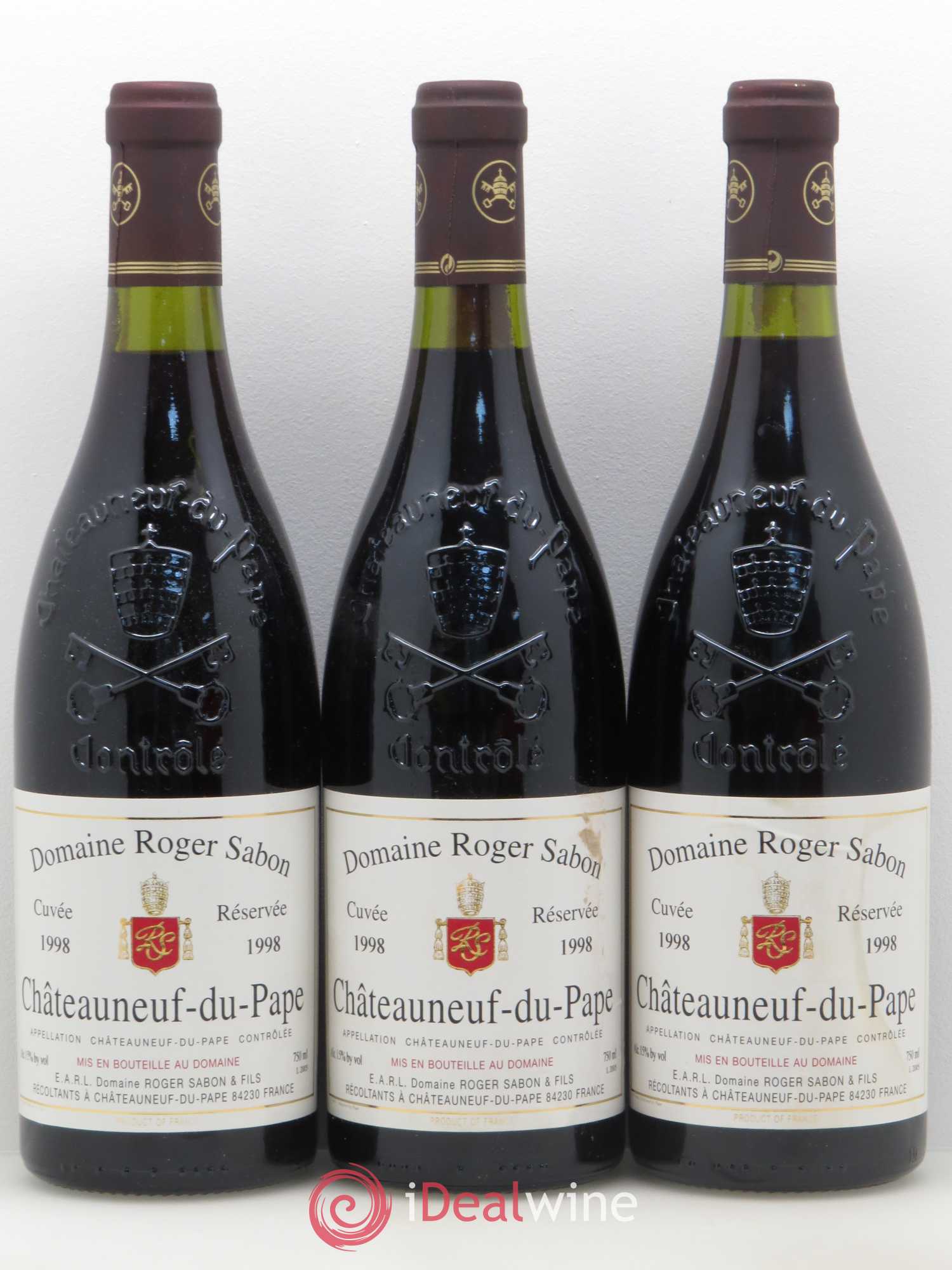 Châteauneuf-du-Pape Domaine Roger Sabon Cuvée Réservée Famille Sabon 1998 - Posten von 6 Flaschen - 2