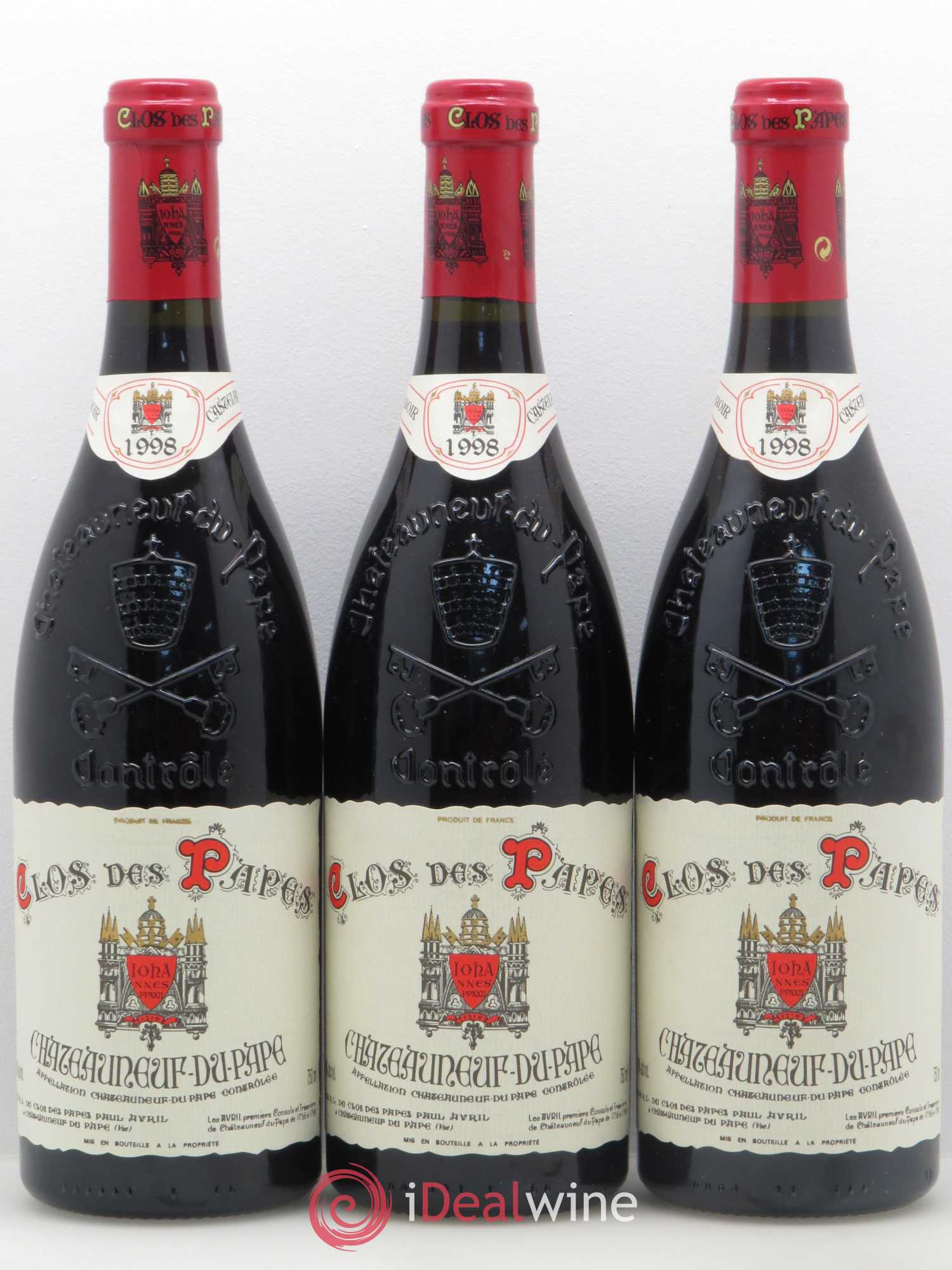 Châteauneuf-du-Pape Clos des Papes - Paul Avril 1998 - Lot de 3 bouteilles - 0