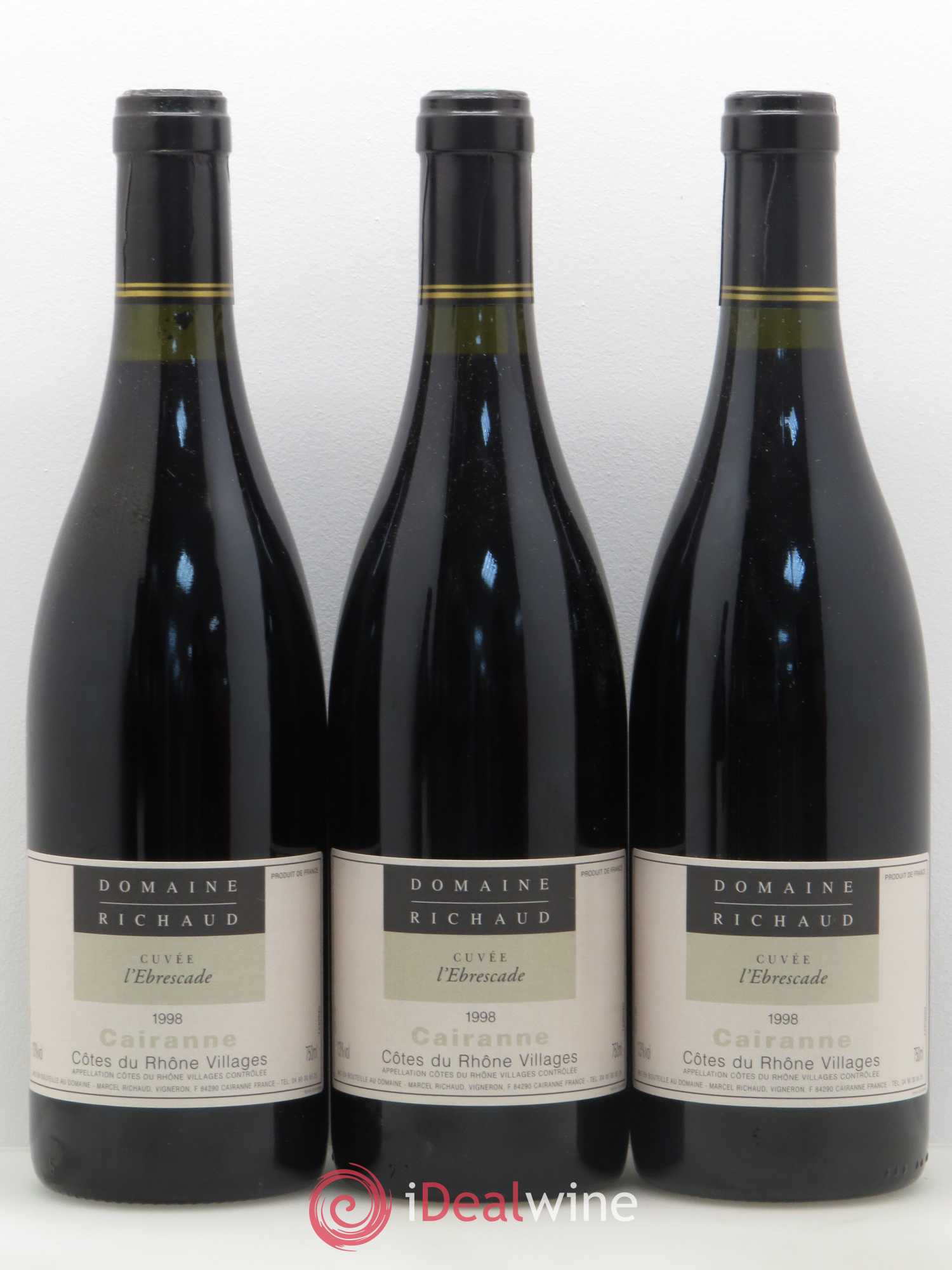 Cairanne Ebrescade Marcel Richaud 1998 - Lot de 6 bouteilles - 1