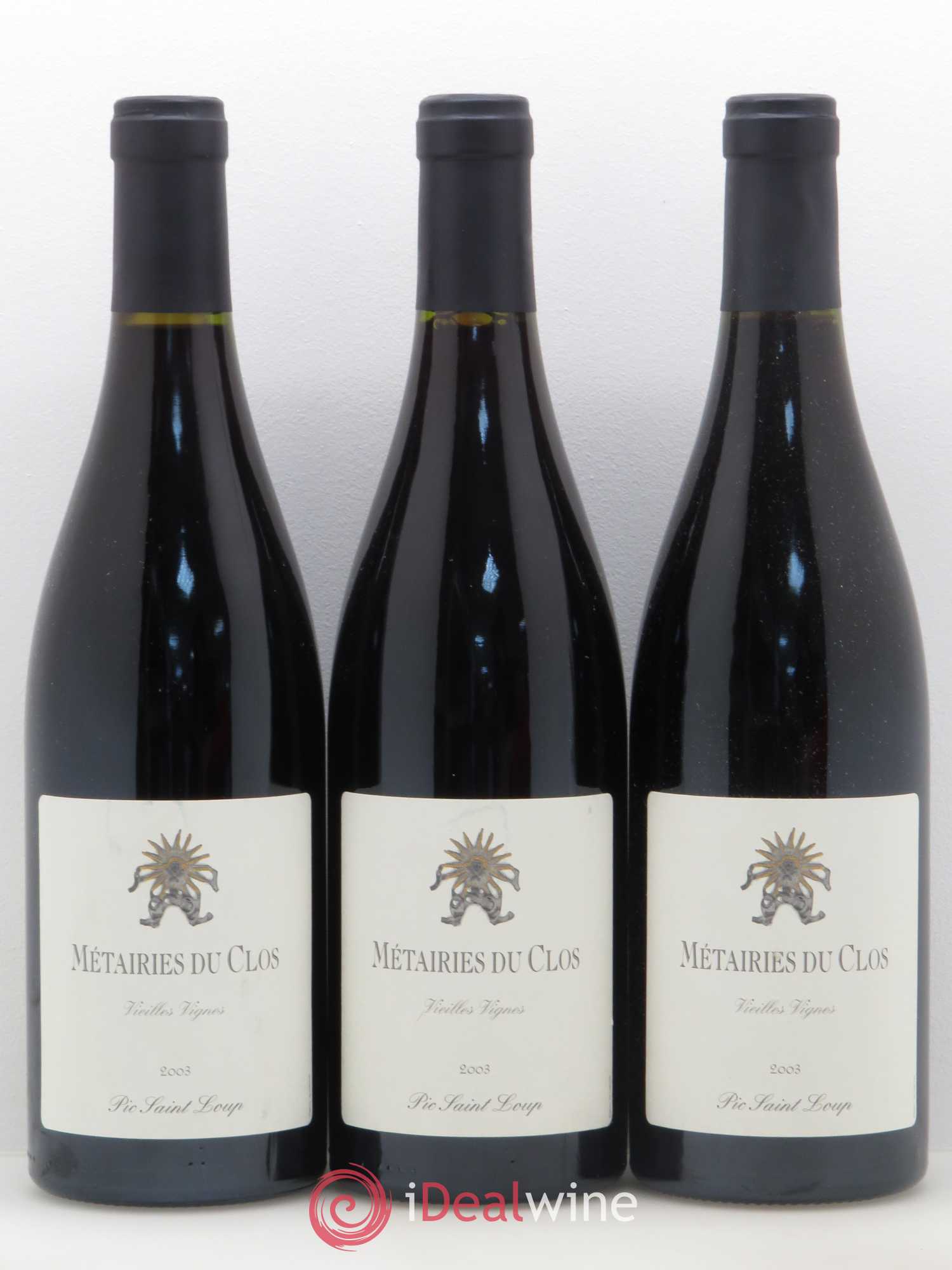 Pic Saint-Loup Les Métairies du Clos Vieilles Vignes Christophe Peyrus et Françoise Julien Vieilles Vignes (sans prix de réserve) 2003 - Lotto di 3 bottiglie - 0