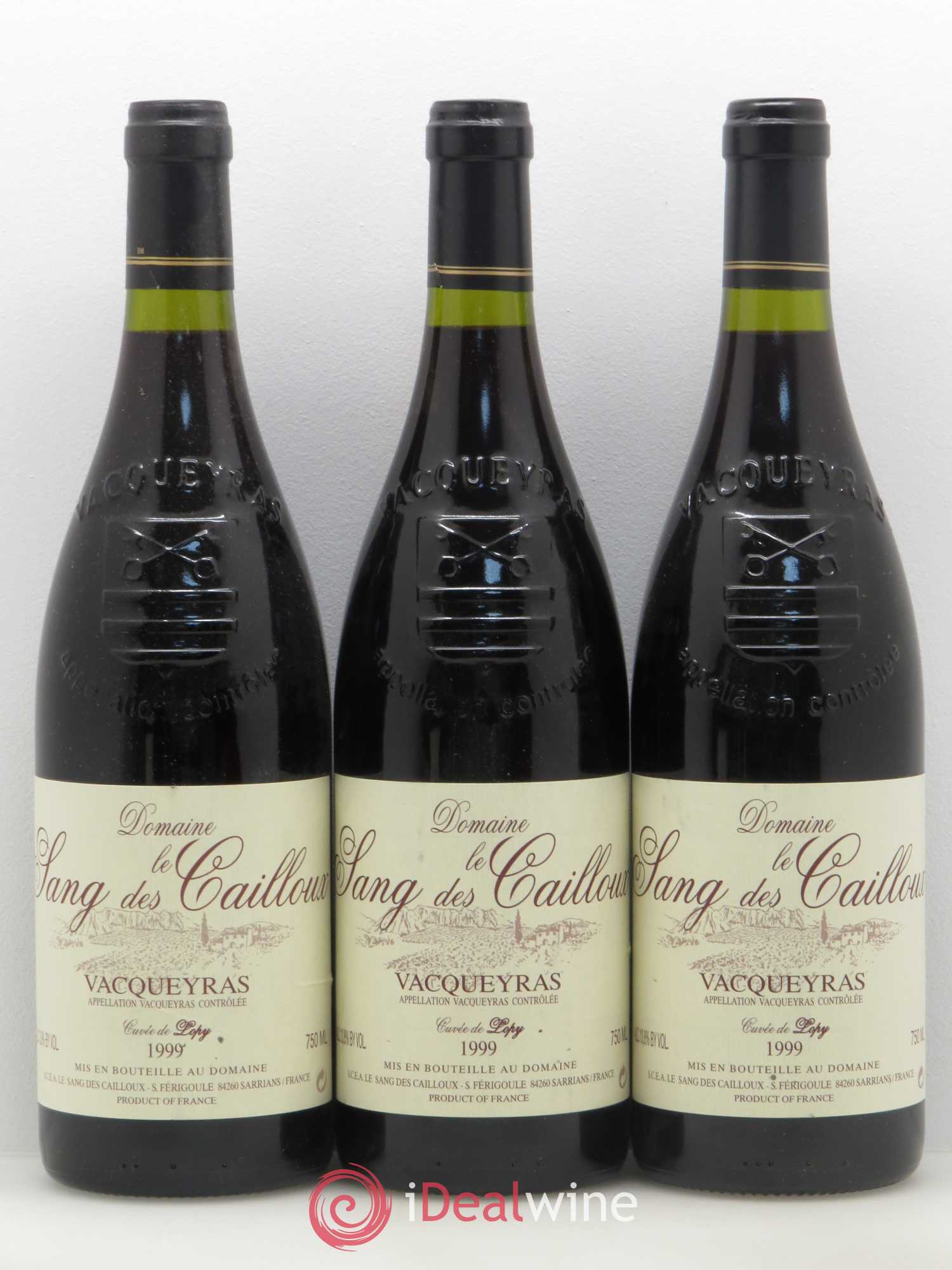 Vacqueyras Cuvée de Lopy Le Sang des Cailloux 1999 - Lot de 6 bouteilles - 1