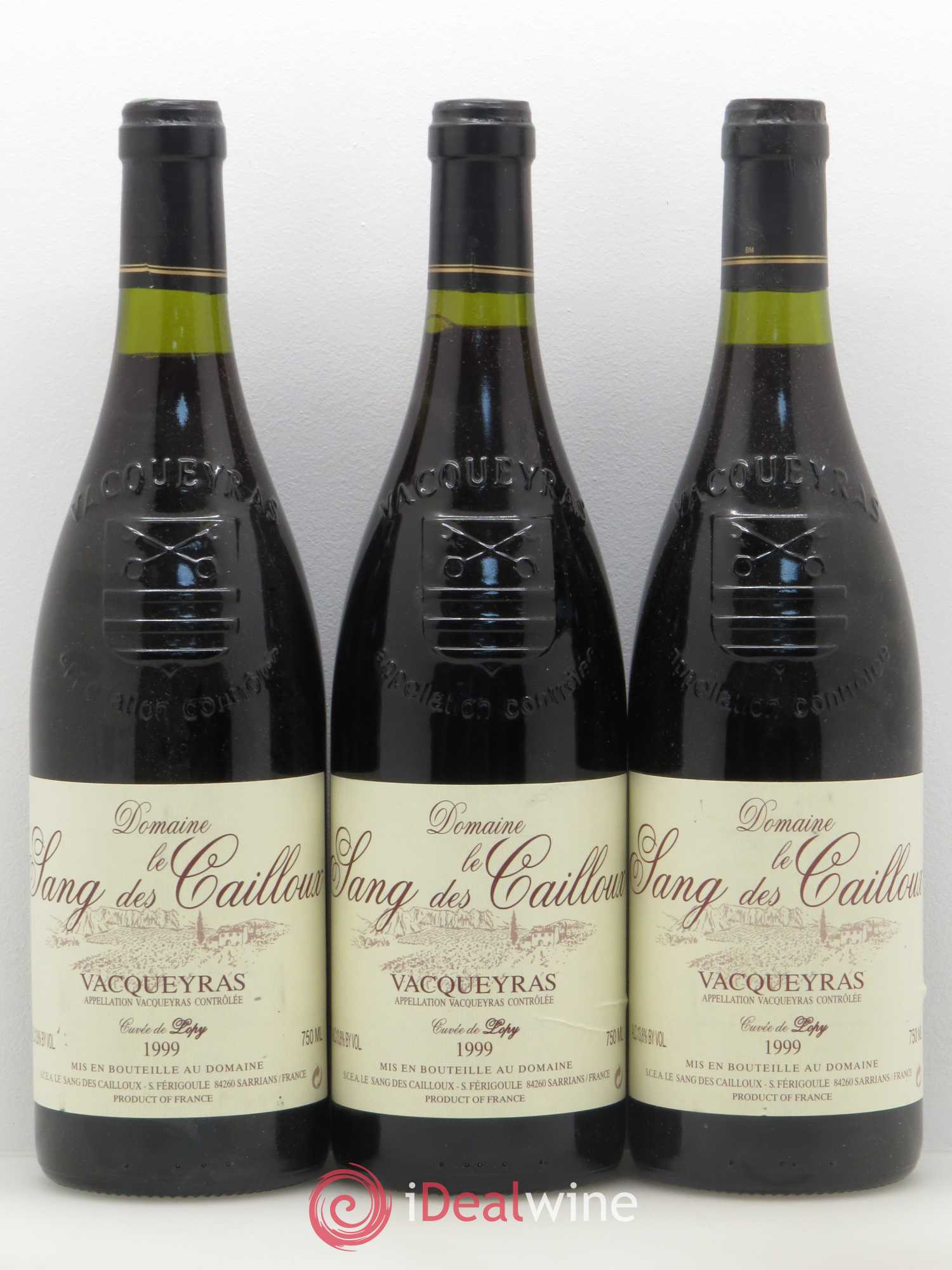 Vacqueyras Cuvée de Lopy Le Sang des Cailloux 1999 - Lot de 3 bouteilles - 0