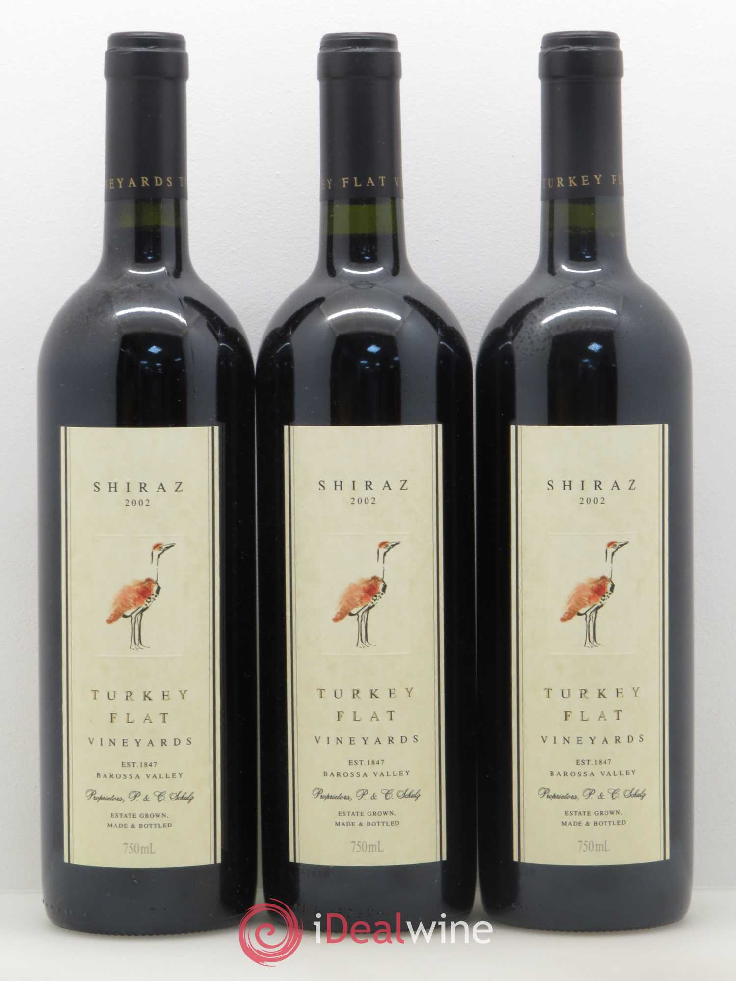 Australie Barossa Valley Shiraz Turkey Flat 2002 - Posten von 3 Flaschen - 0