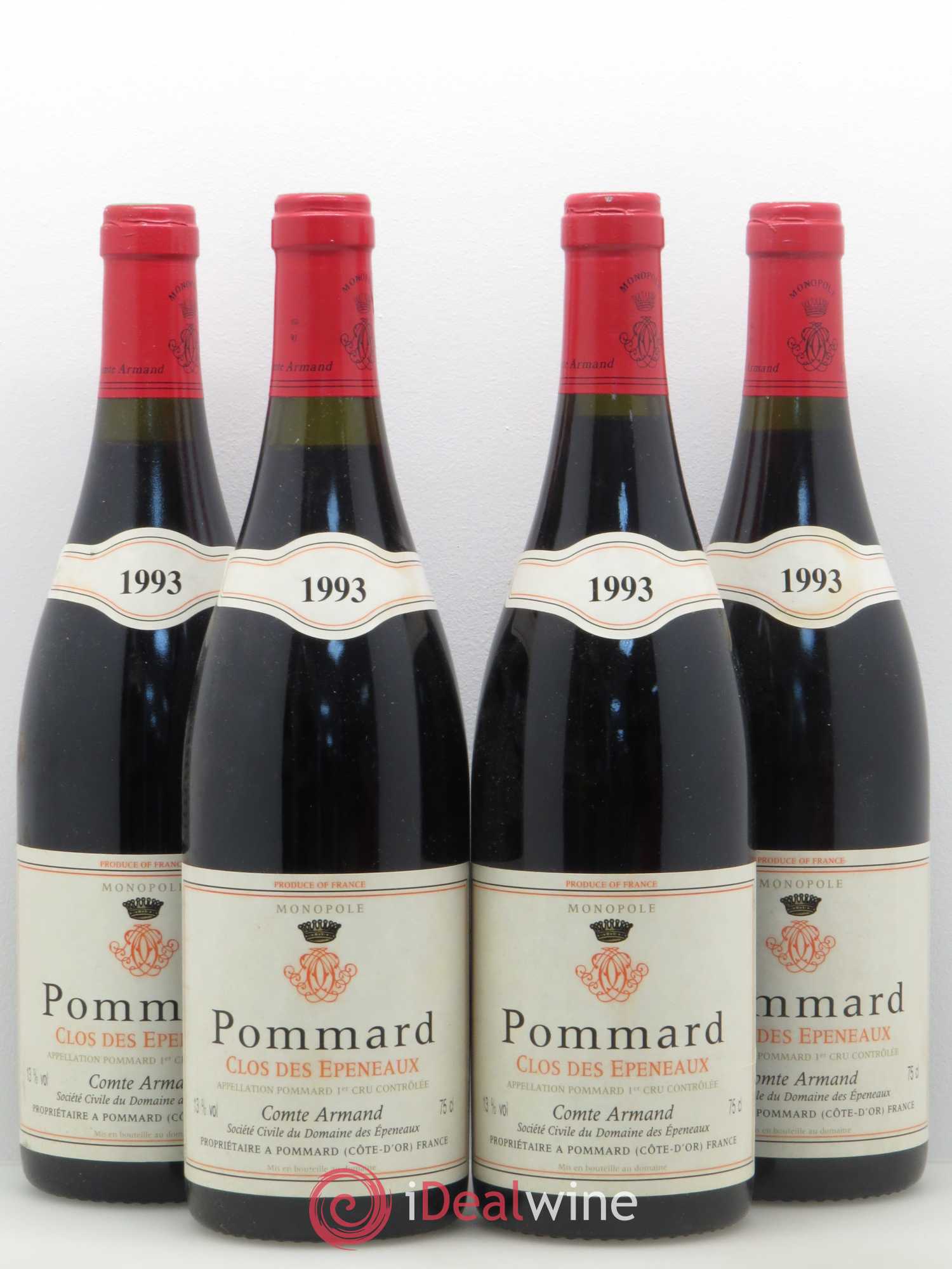 Pommard 1er Cru Clos des Epeneaux Comte Armand 1993 - Lot de 4 bouteilles - 0