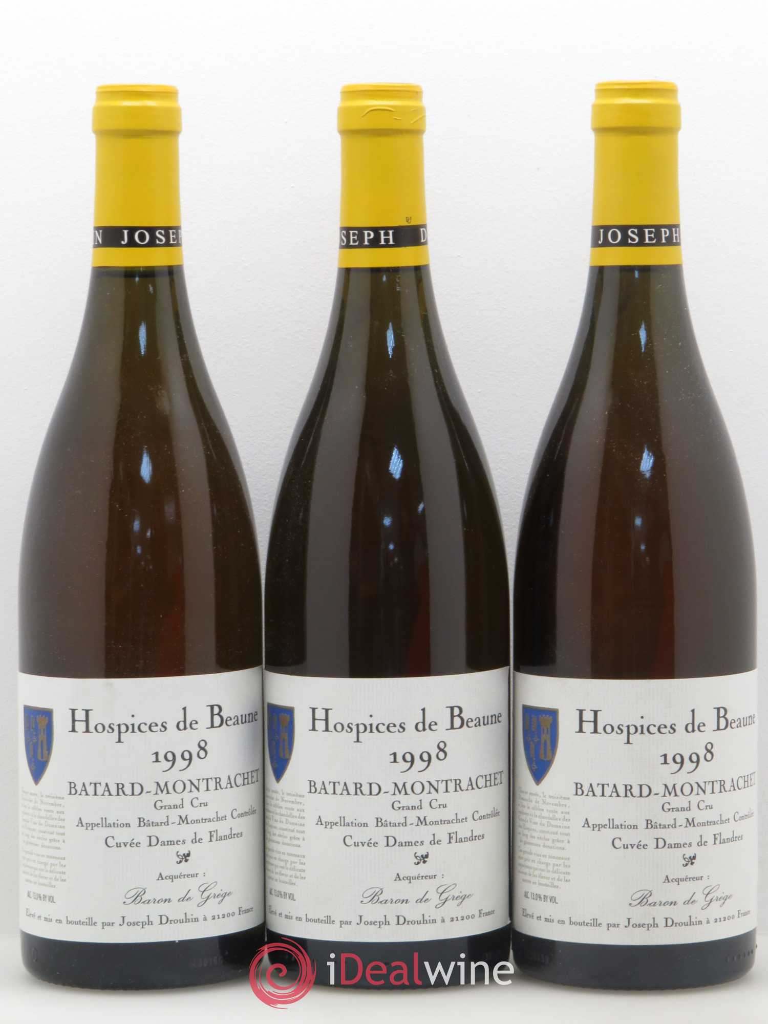 Bâtard-Montrachet Grand Cru Joseph Drouhin Cuvée Dames de Flandres Hospice de Beaune 1998 - Posten von 6 Flaschen - 2