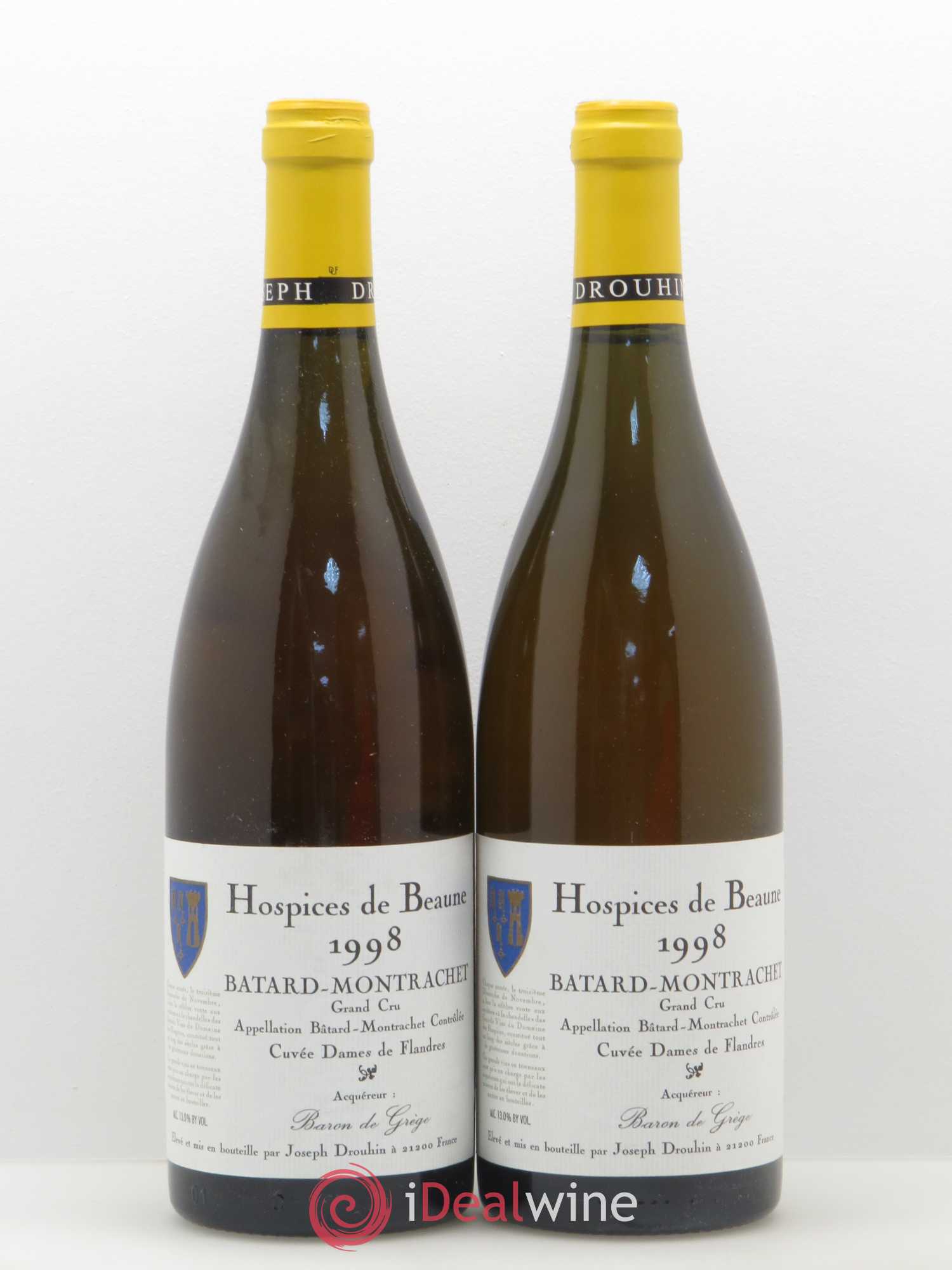Bâtard-Montrachet Grand Cru Joseph Drouhin Cuvée Dames de Flandres Hospice de Beaune 1998 - Posten von 2 Flaschen - 0