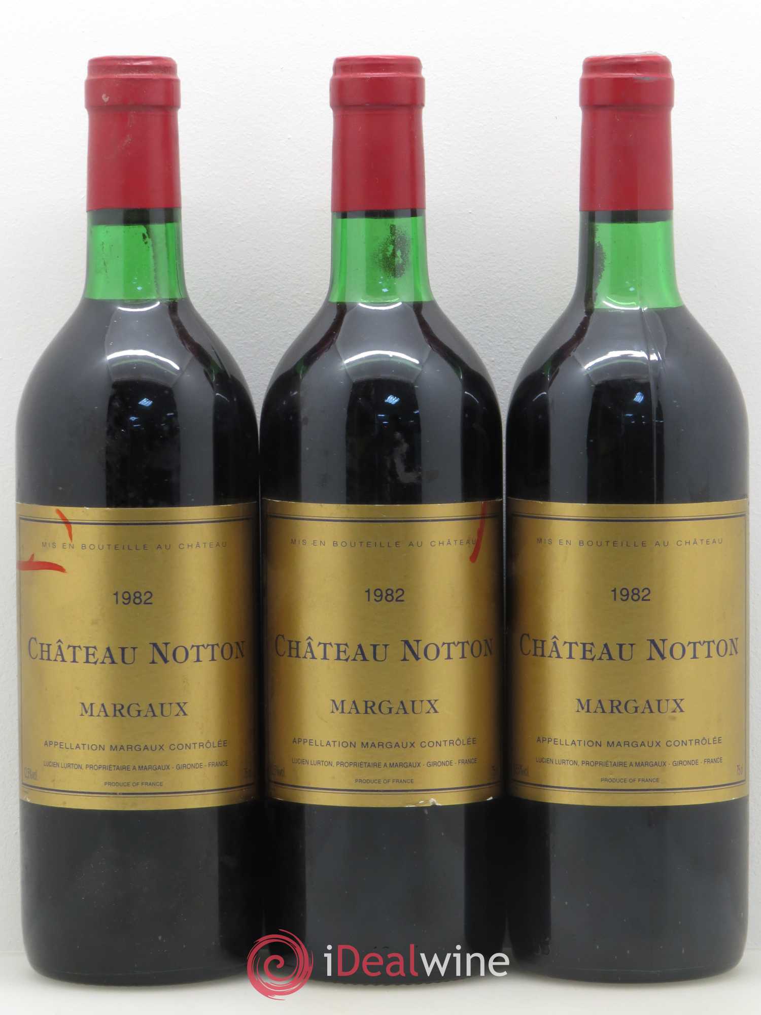 Bordeaux Margaux Château Notton (sans prix de réserve) 1982 - Posten von 3 Flaschen - 0