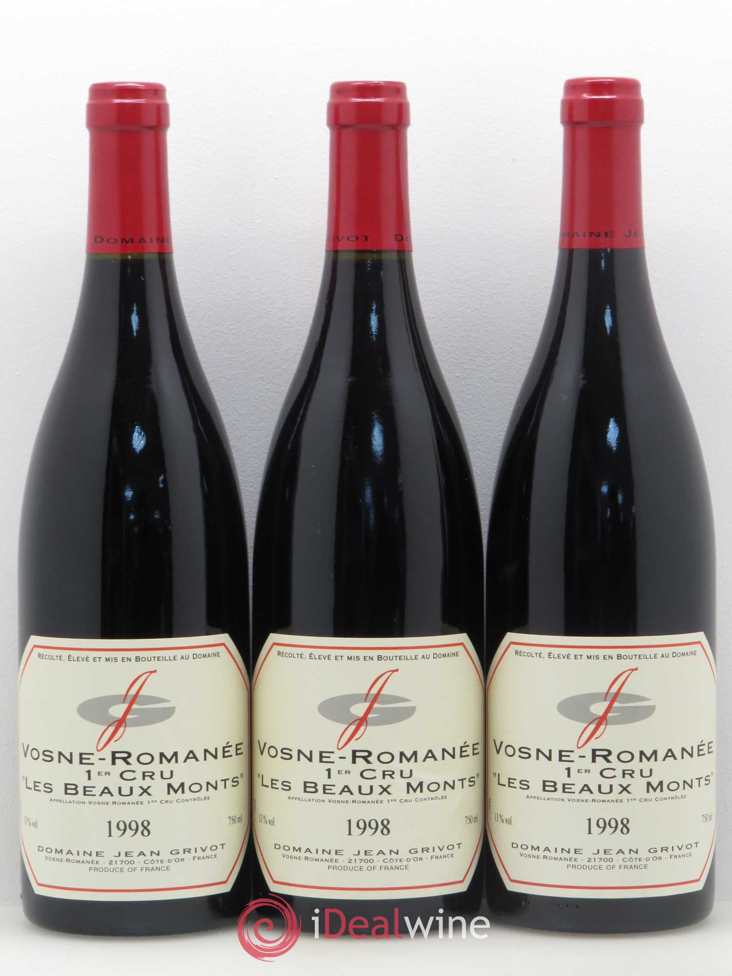 Vosne-Romanée 1er Cru Les Beaux-Monts Jean Grivot 1998 - Lot de 3 bouteilles - 0
